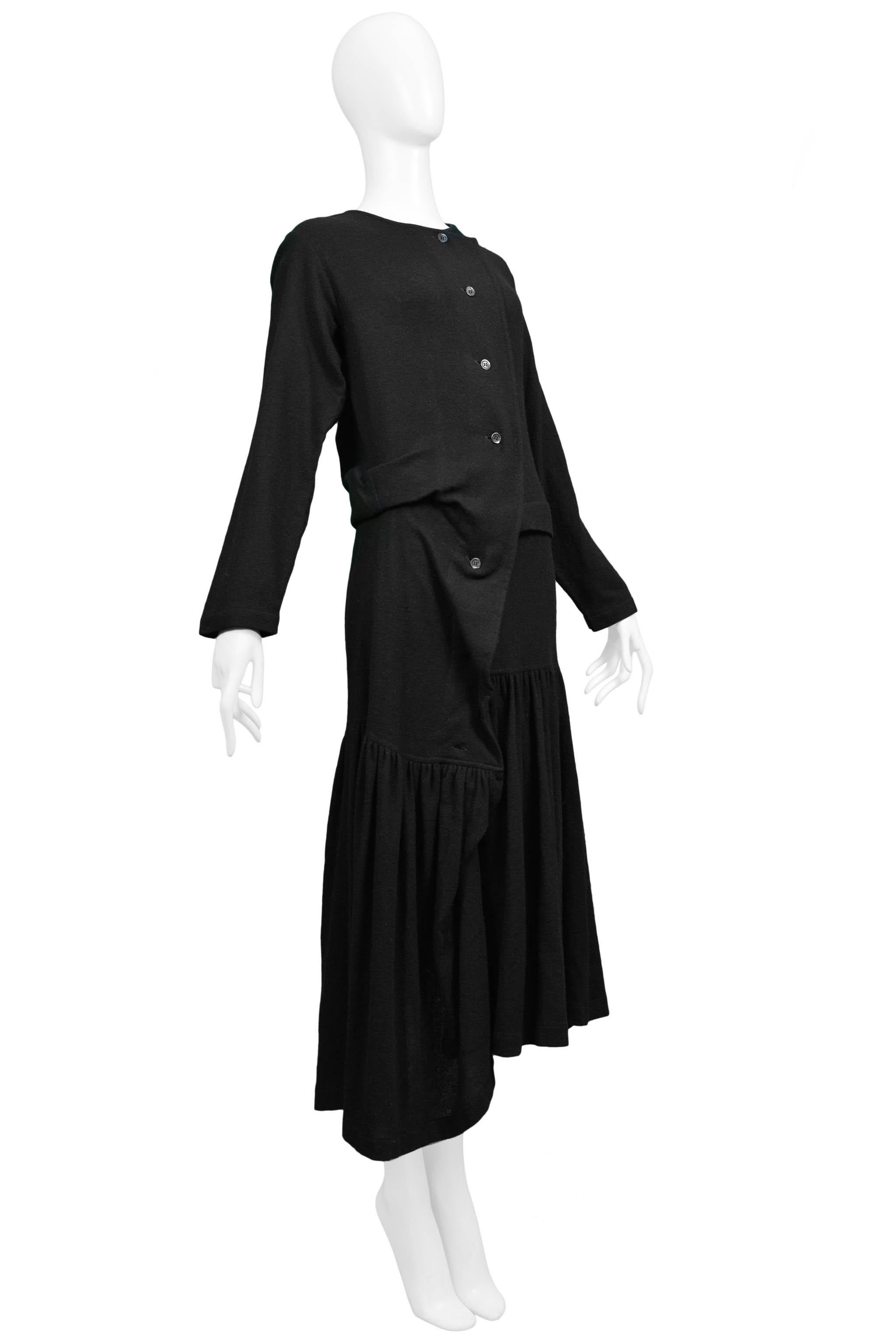 Women's Comme Des Garcons Early Black Knit Cardigan Sweater Dress