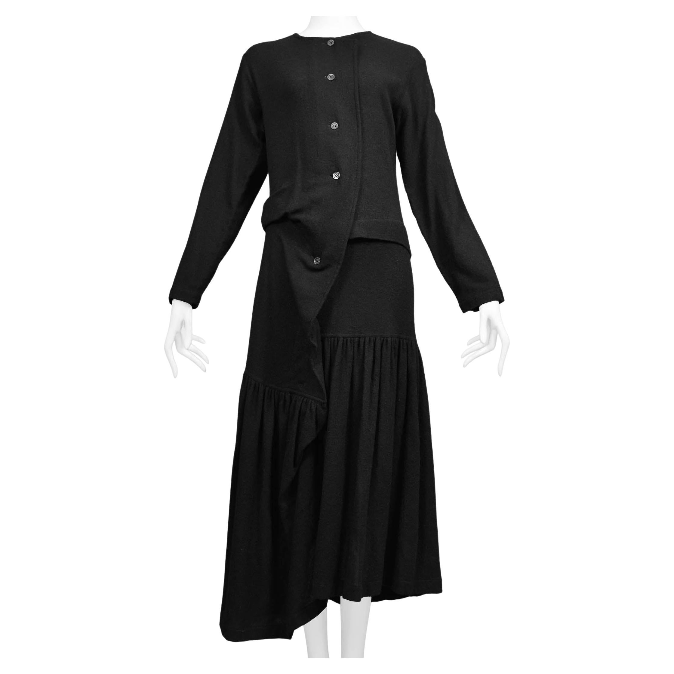 Comme Des Garcons Early Black Knit Cardigan Sweater Dress