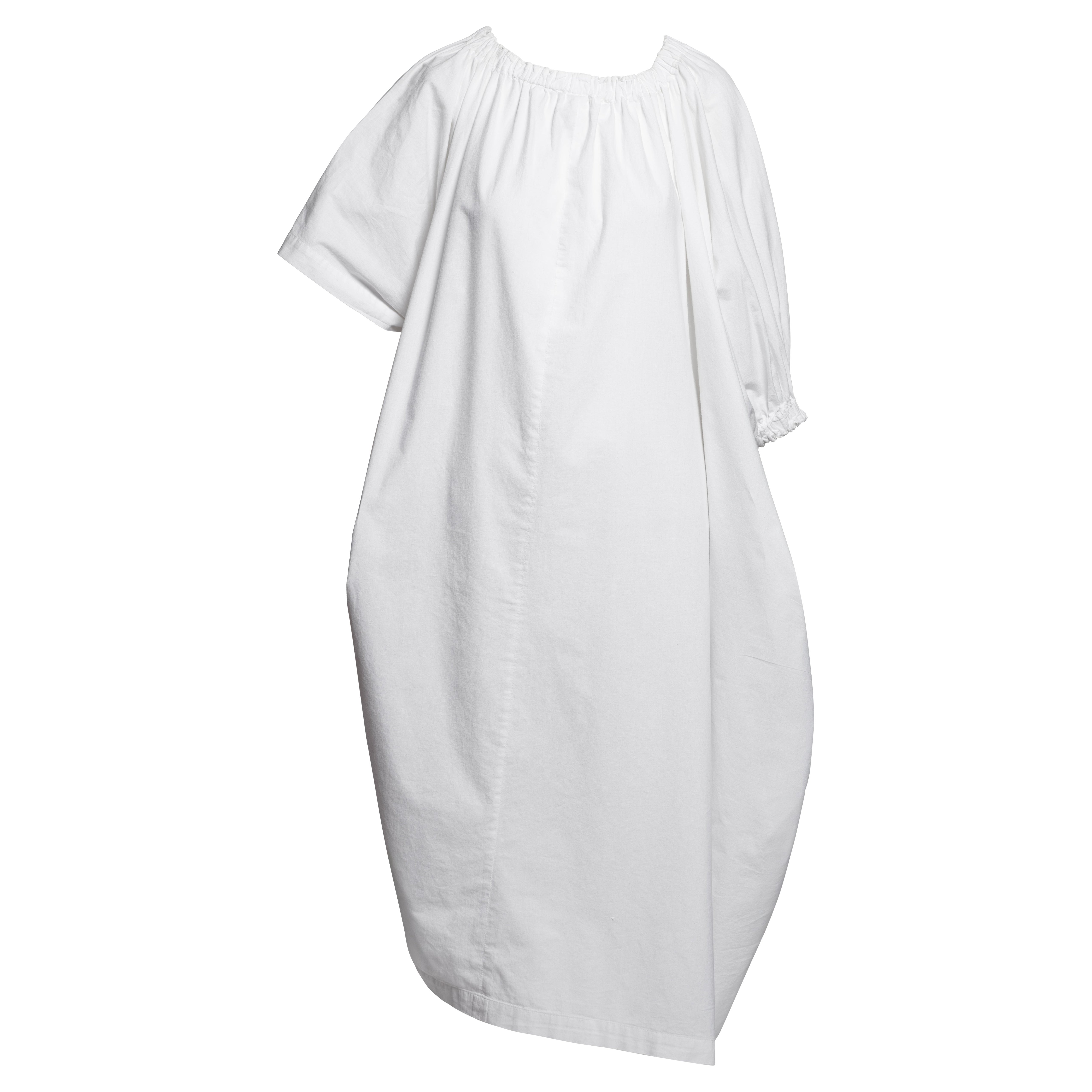 Comme des Garçons Early White Cotton 
Round Rubber
 Collection Dress, SS 1984