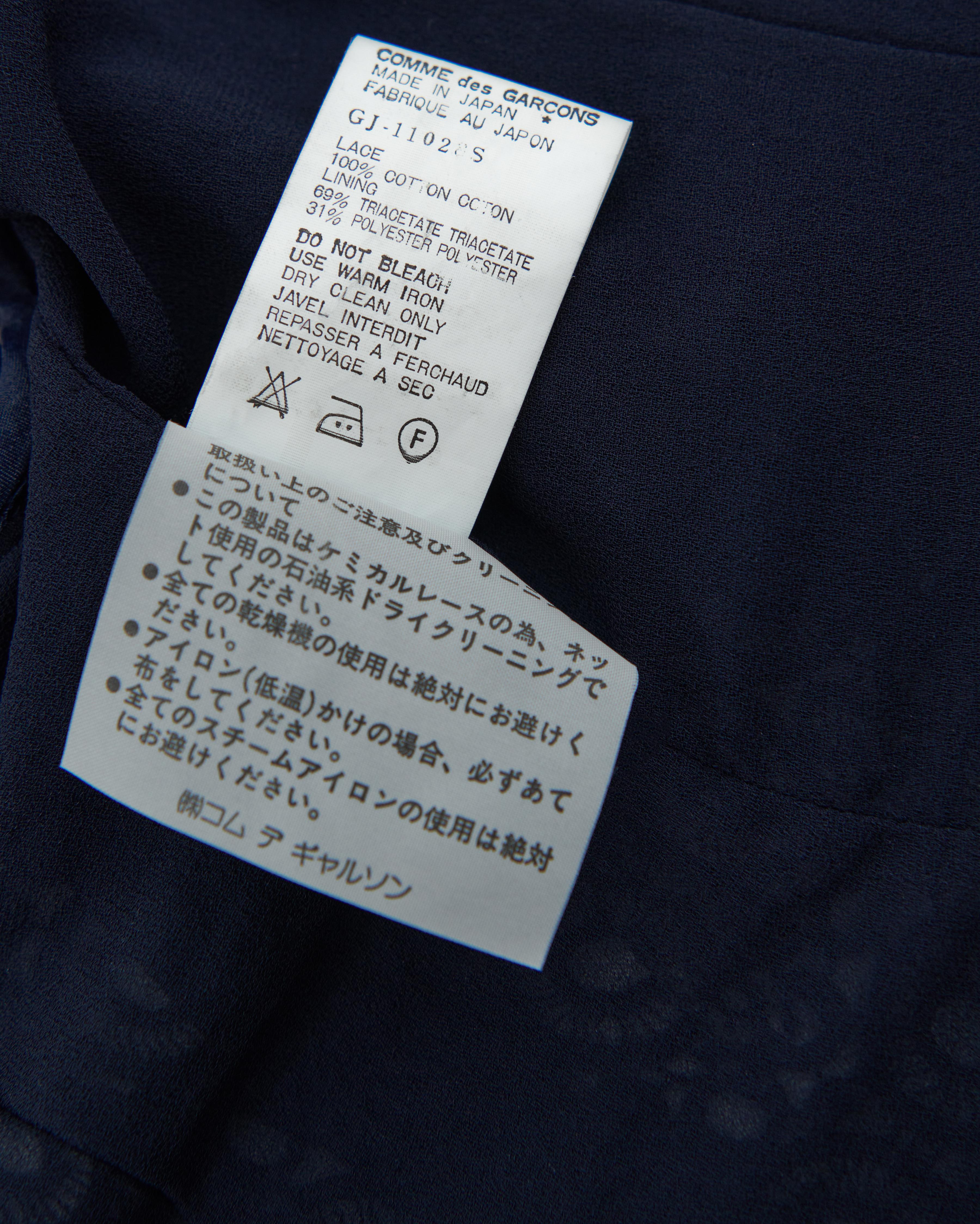 Comme des Garçons F/W 1990  Blue sangallo lace jacket For Sale 2