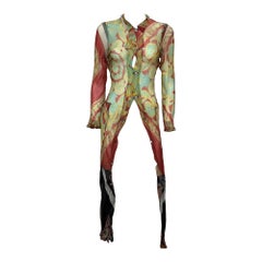 Comme Des Garcons F/W 1993 Comme Des Garçons Multicolour Paisley-Print Sheer Panelled Maxi Coat