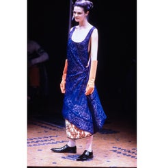Comme Des Garçons F/W 1996 Navy Rose-Print Sheer Apron Dress