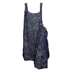 Comme Des Garçons F/W 1996 Navy Rose-Print Sheer Apron Dress