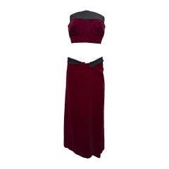 Comme des Garçons F/W 2001 Burgundy Velvet Bustier and Wrap Skirt Set
