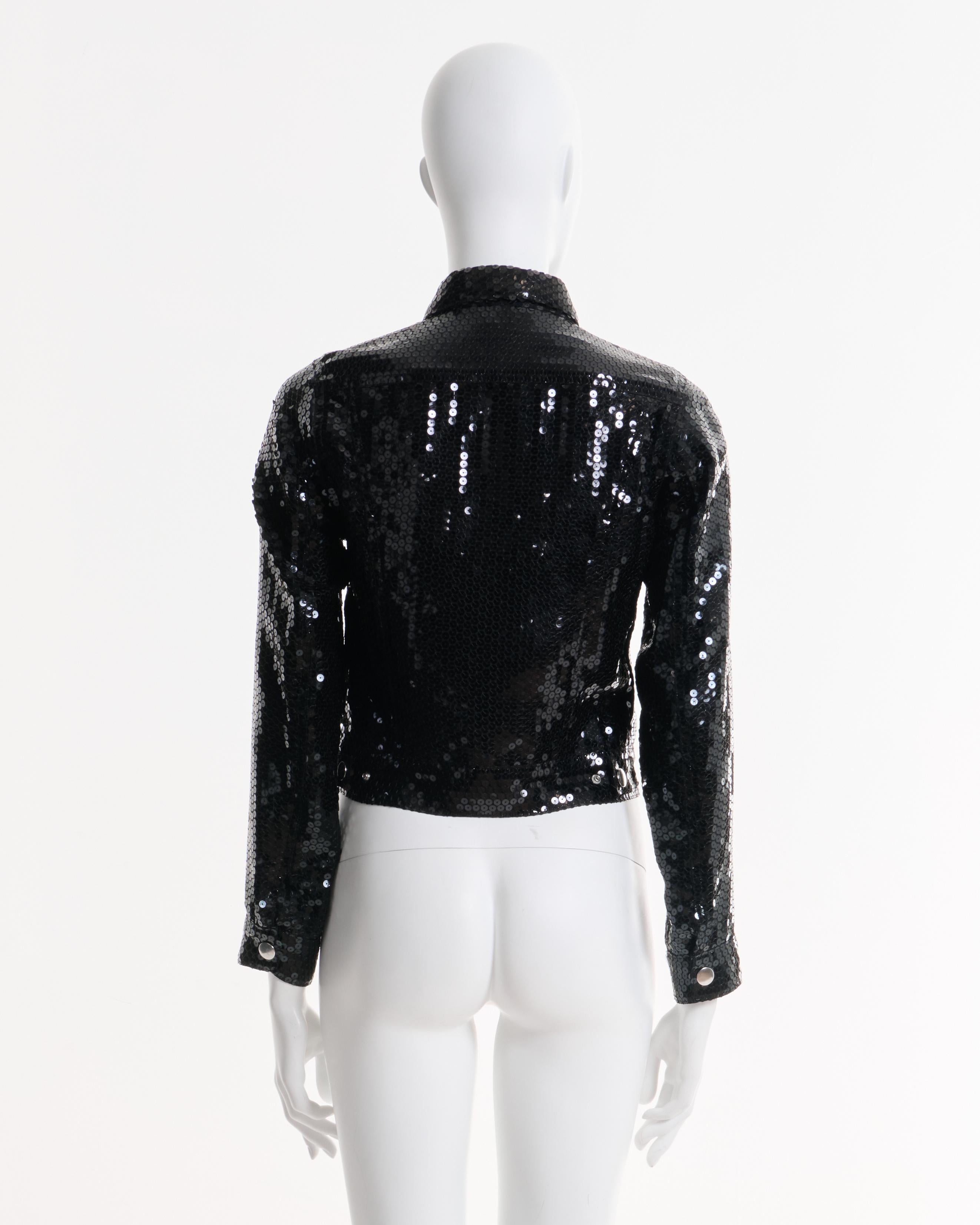 Gray Comme des Garçons F/W 2002 Veste courte à paillettes noires en vente