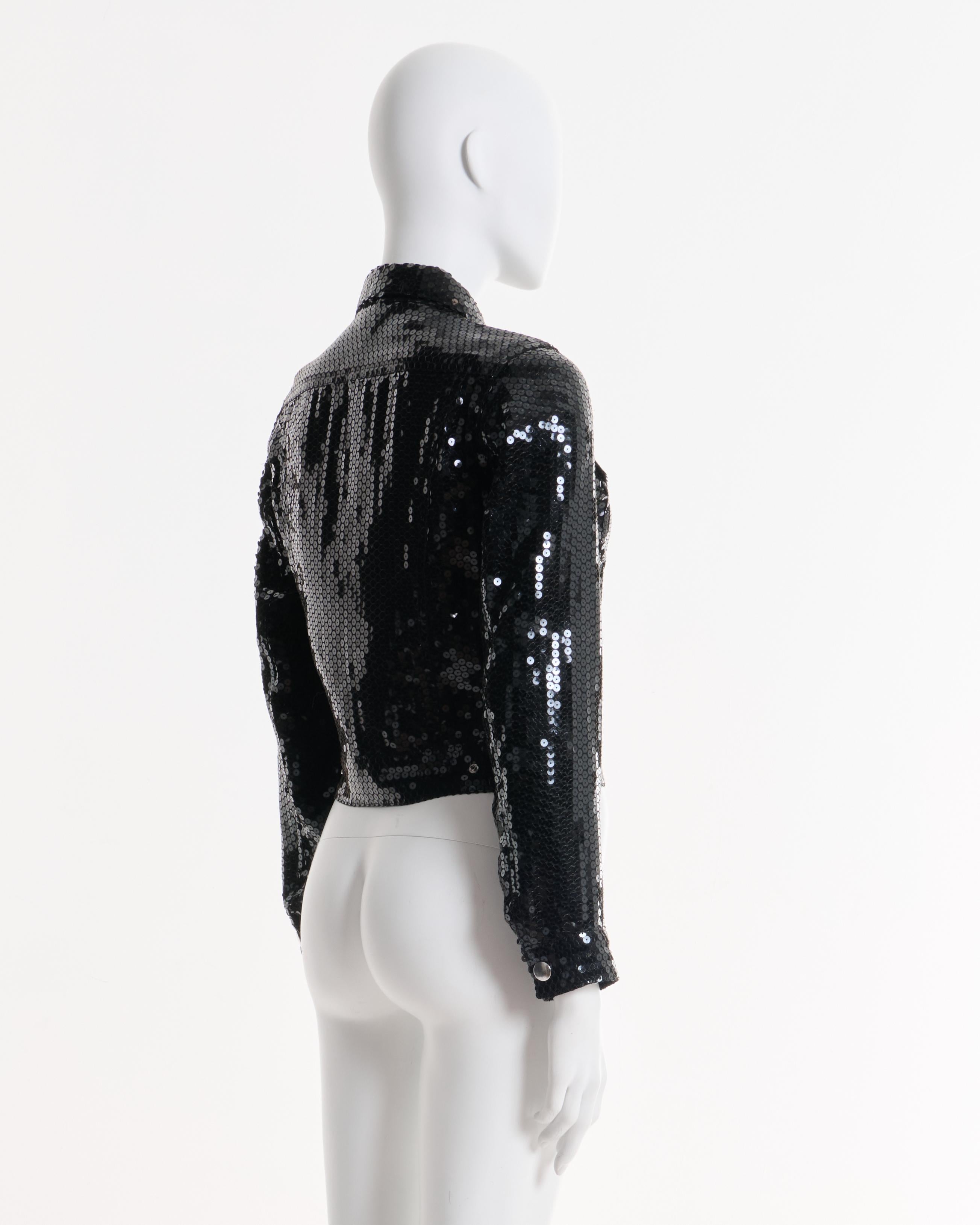 Comme des Garçons F/W 2002 Veste courte à paillettes noires Excellent état - En vente à Milano, IT