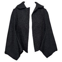Comme Des Garçons F/W 2004 Black Embossed Floral Bow-Back Cropped Cape Jacket