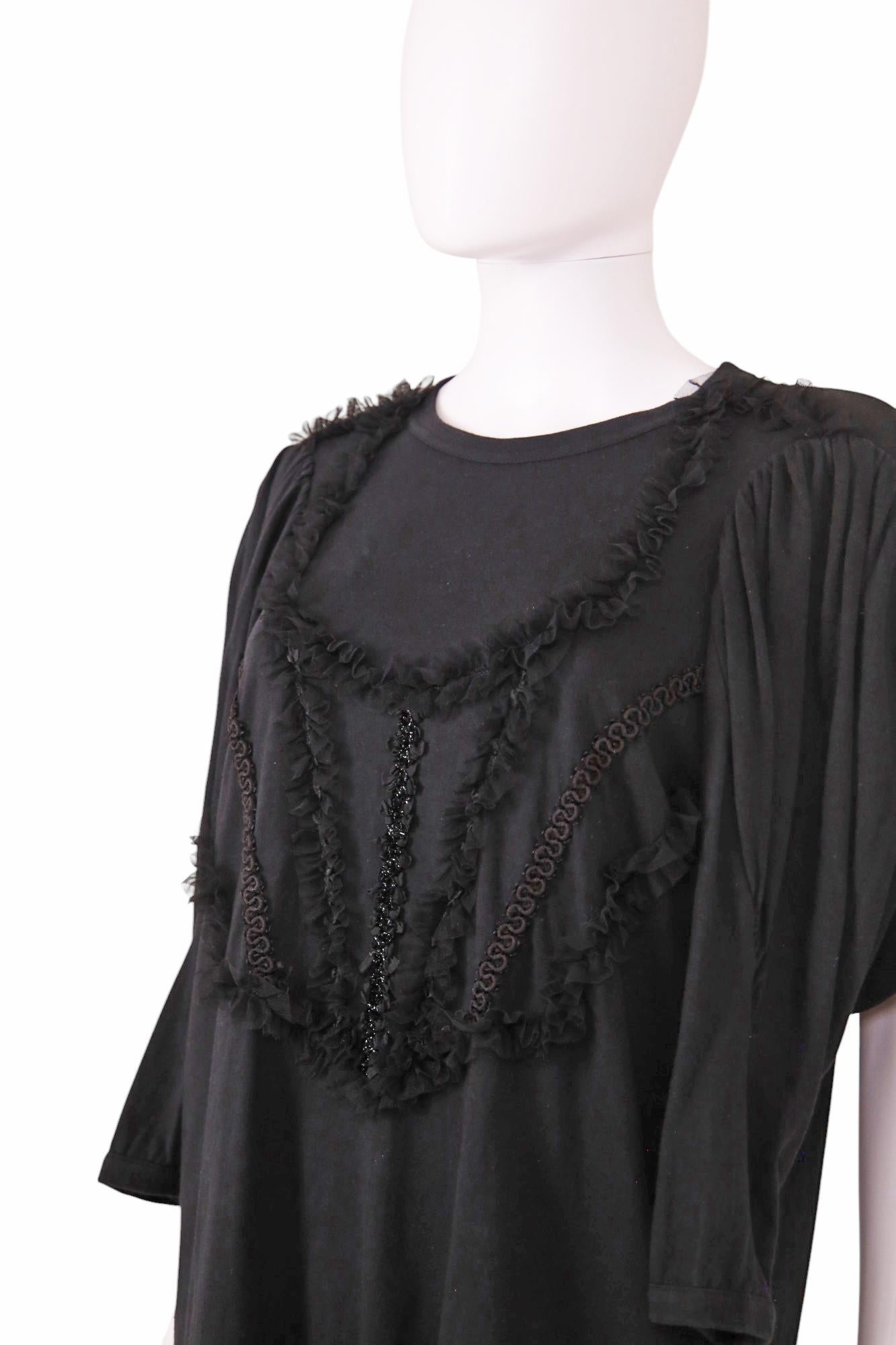 Donna Comme des Garcons F/W 2006 Black Floral Lace MultiSleeves T-Shirt in vendita