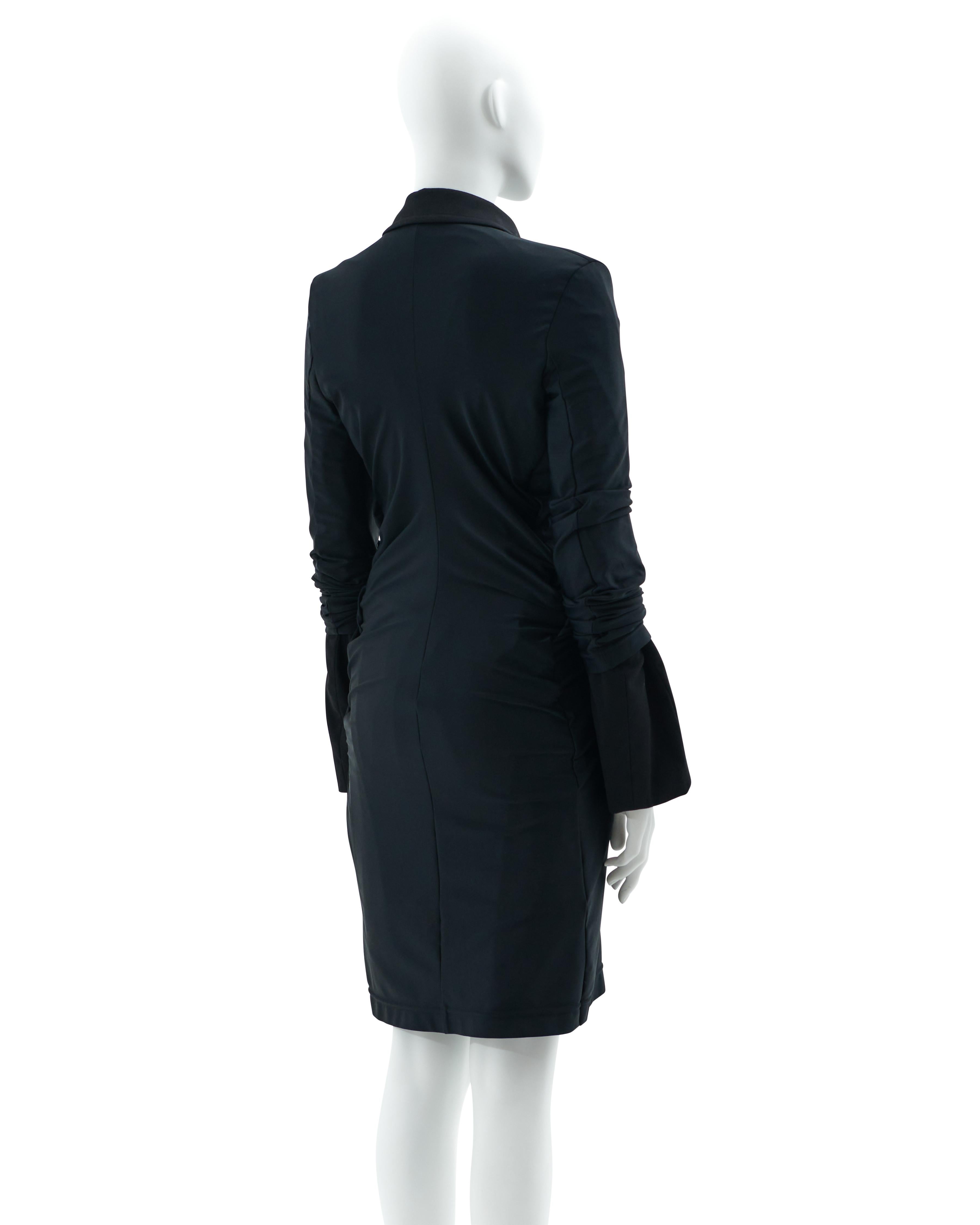 Women's or Men's  Comme des Garçons F/W 2007/08  Black and blue wool midi coat For Sale