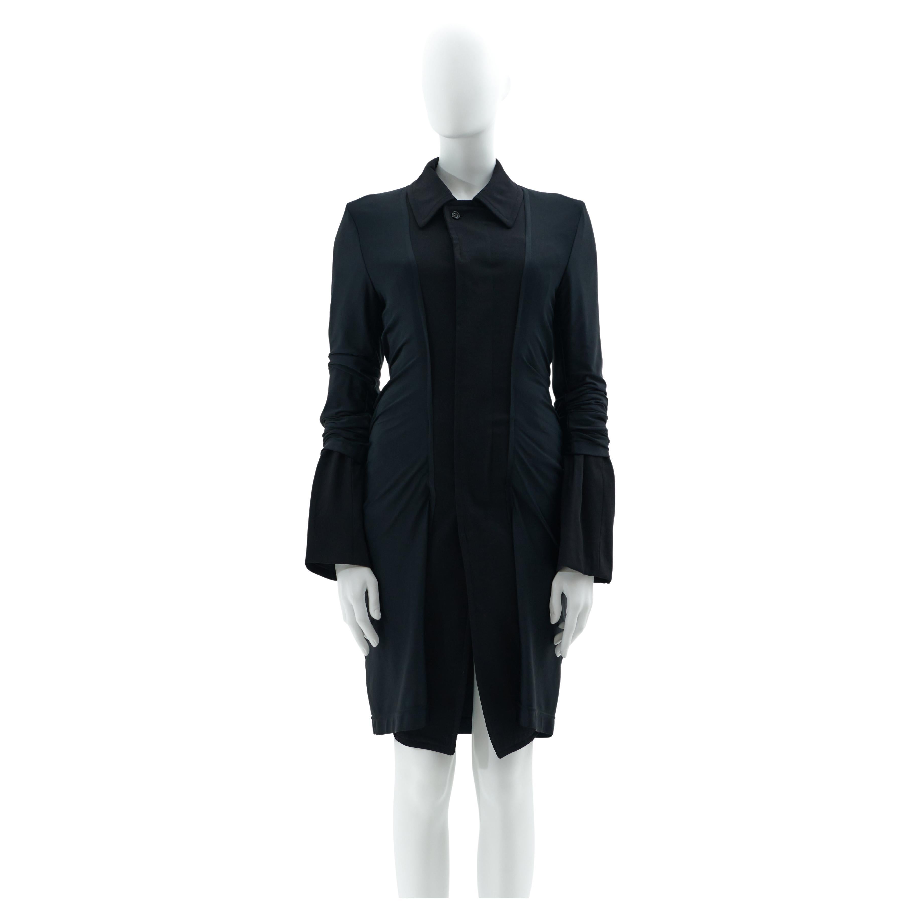  Comme des Garçons F/W 2007/08  Black and blue wool midi coat For Sale