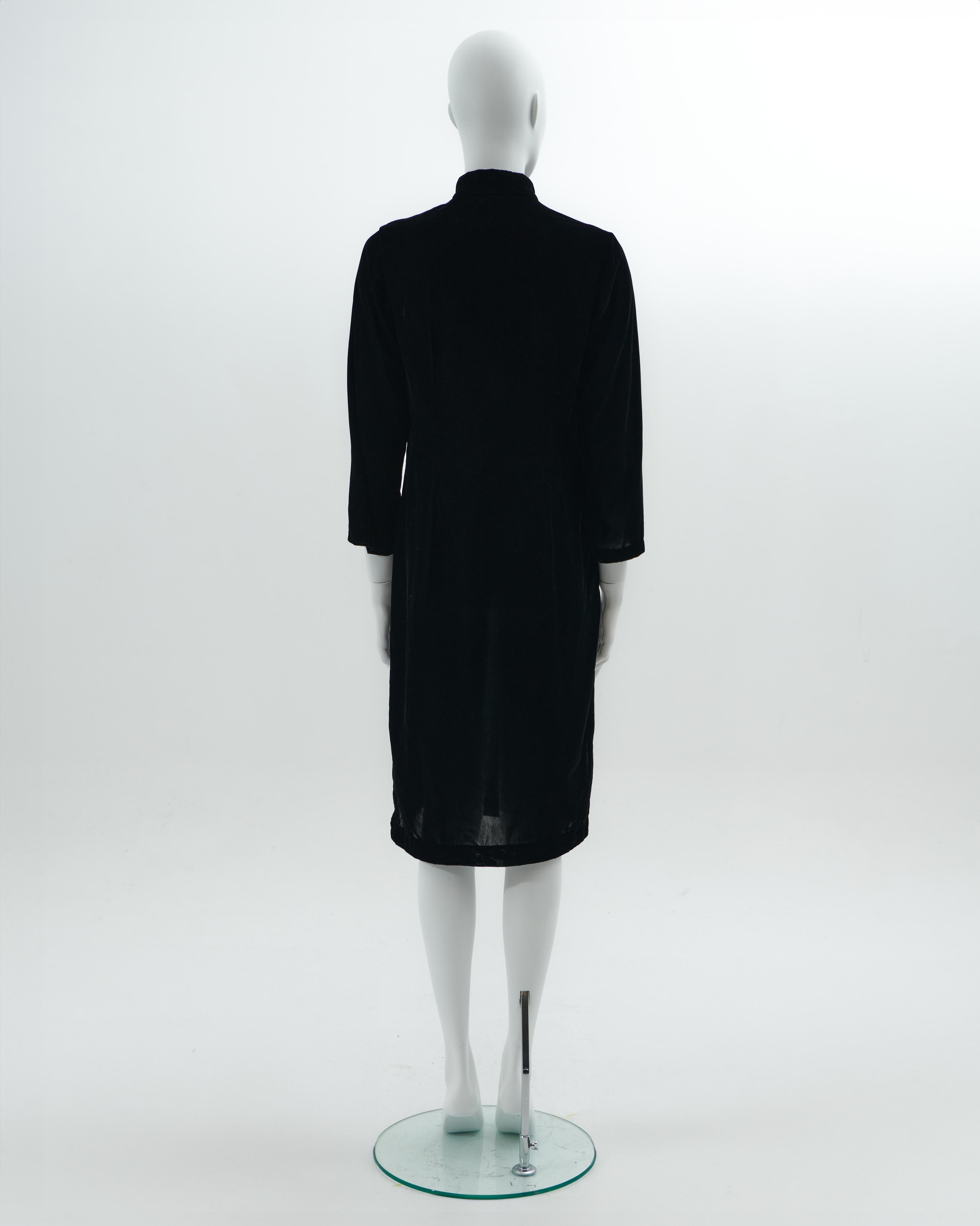 Comme des Garçons F/W 2015  Black velvet cheongsam dress In Excellent Condition For Sale In Milano, IT