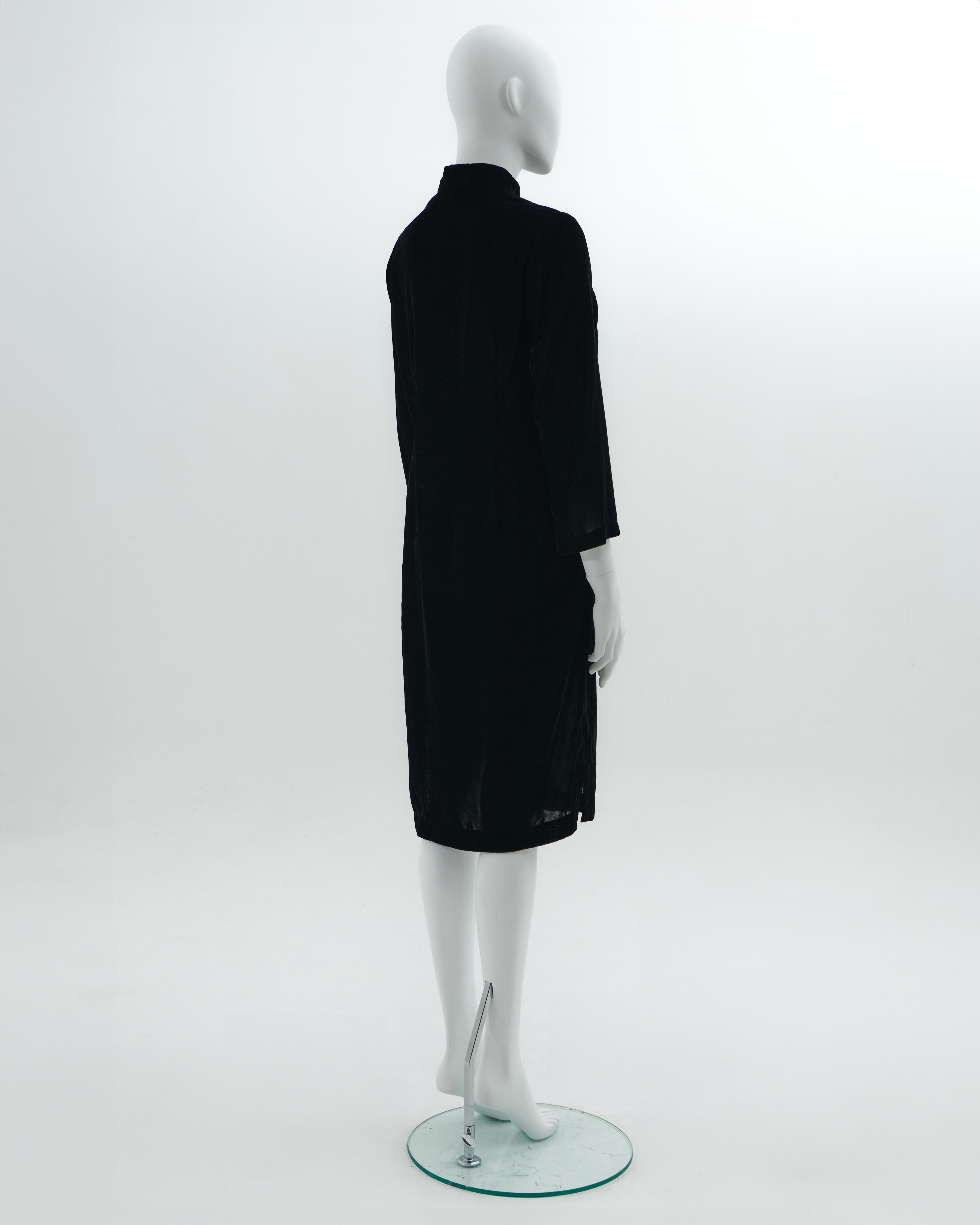Women's Comme des Garçons F/W 2015  Black velvet cheongsam dress For Sale