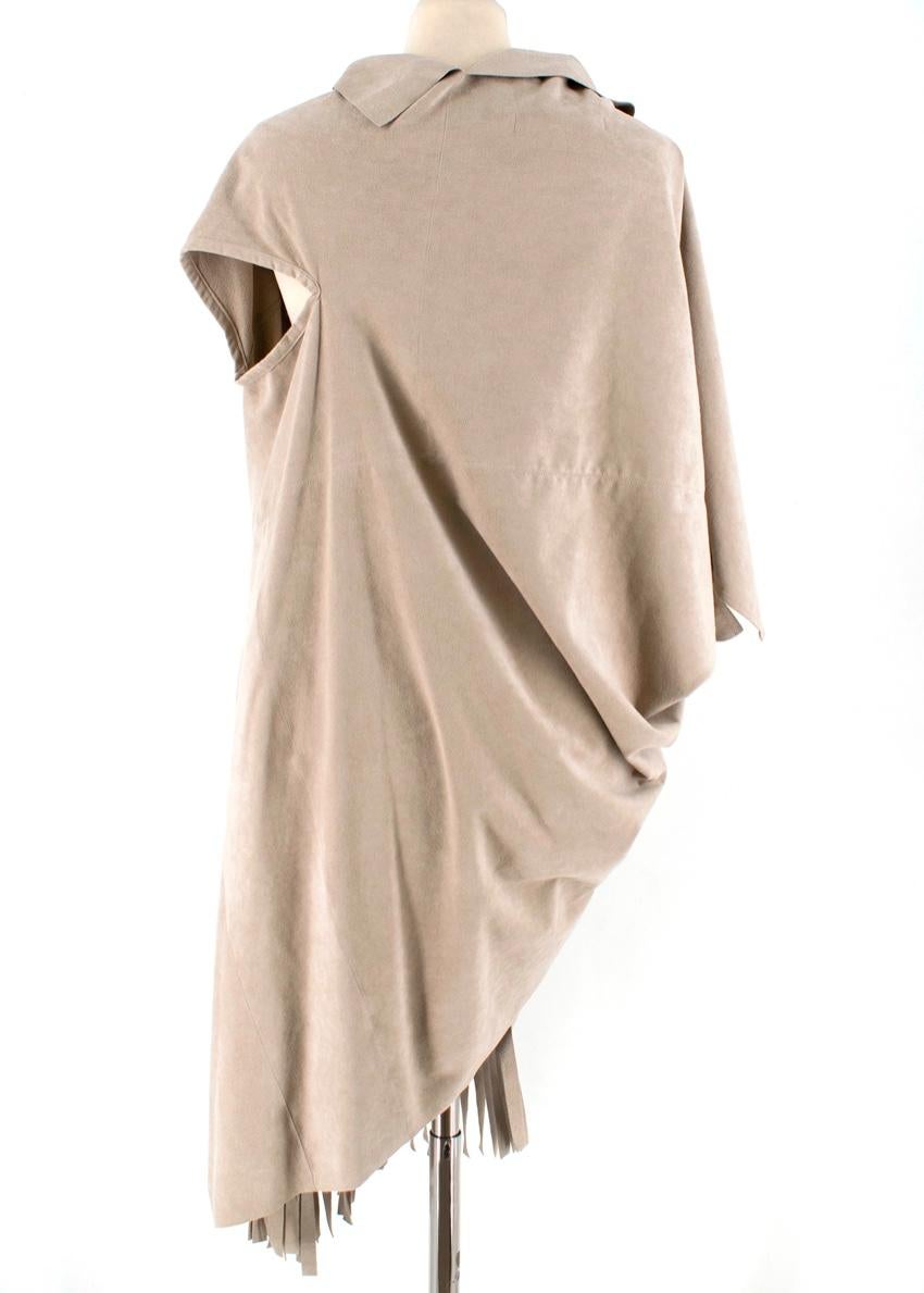 Beige Comme Des Garcons Faux Suede Asymmetric Fringed Dress - Size M For Sale