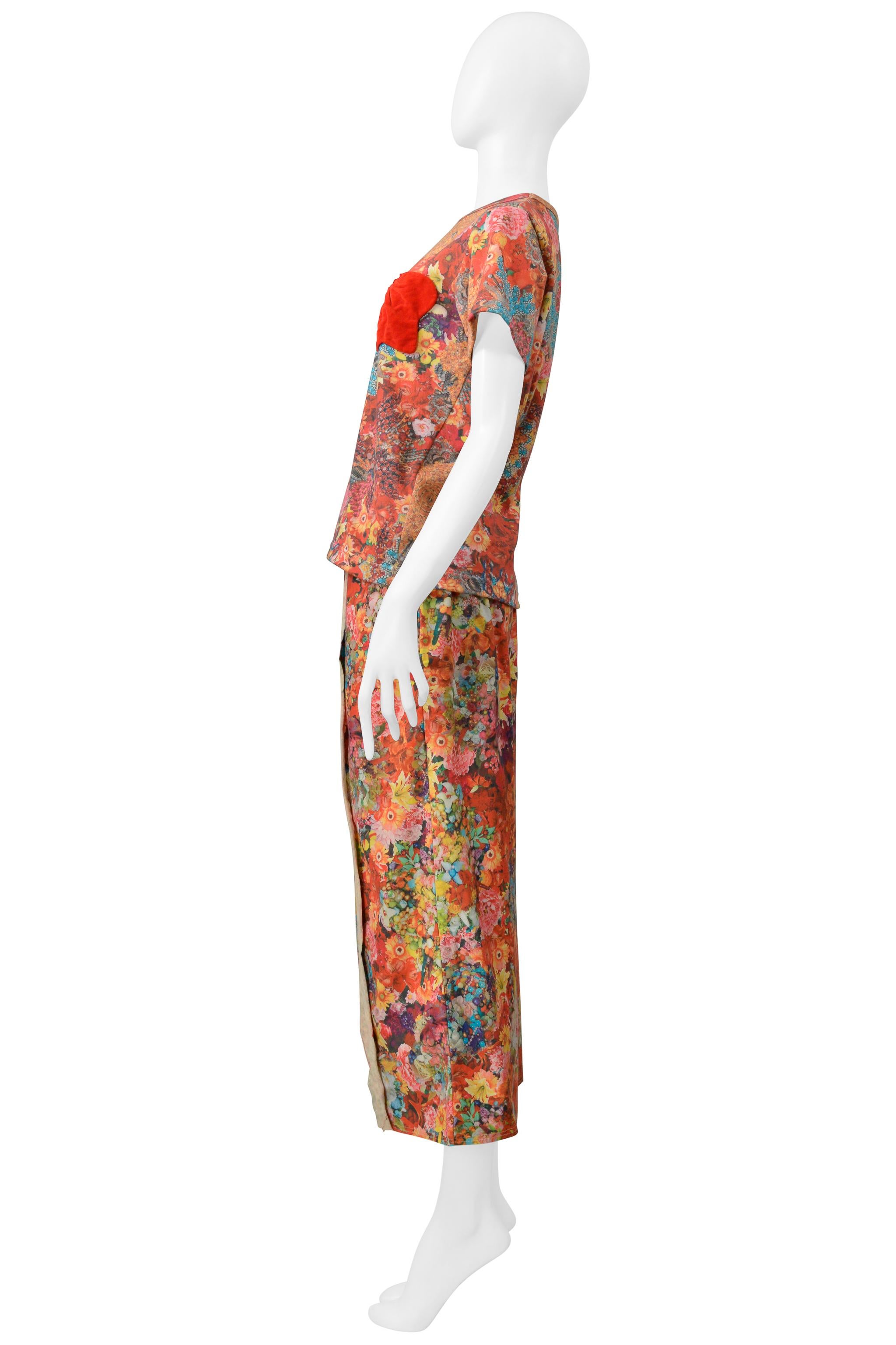 Brown Comme Des Garcons Floral Pant Ensemble With 3-D T- Shirt & Pants 2004 For Sale