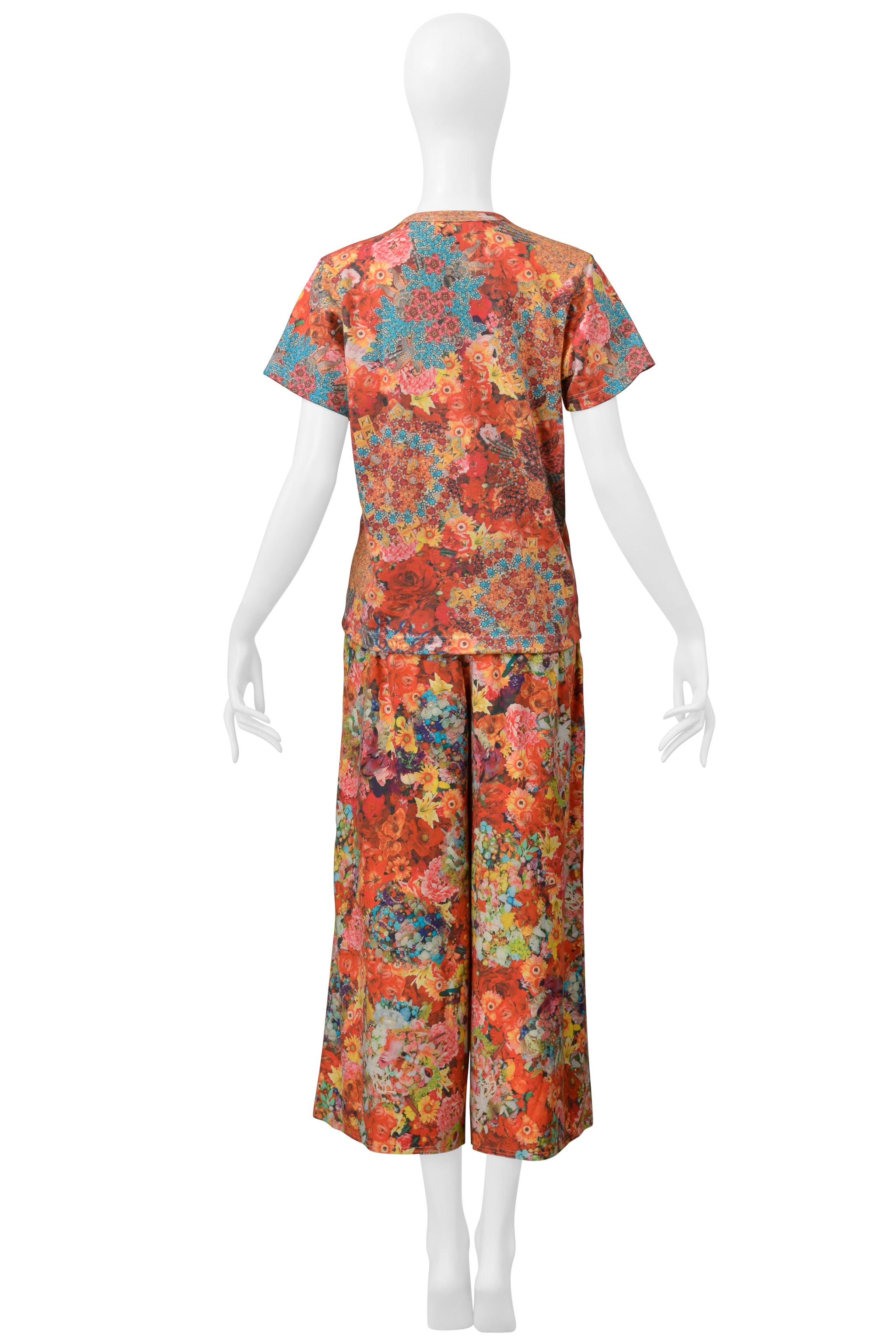 Comme Des Garcons Floral Pant Ensemble With 3-D T- Shirt & Pants 2004 In Excellent Condition For Sale In Los Angeles, CA