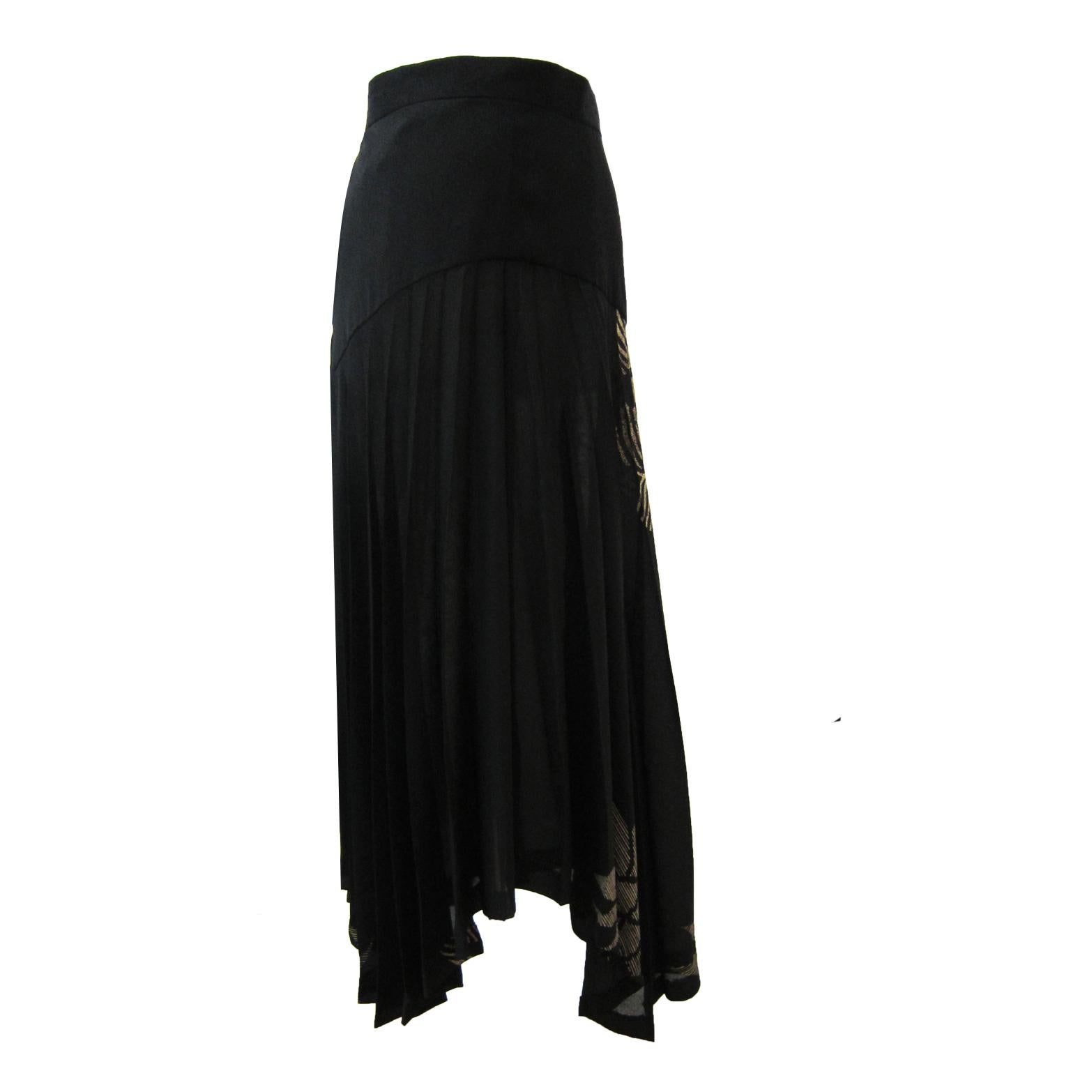 Women's Comme des Garcons Floral Print Black Pleated Skirt AD 1992