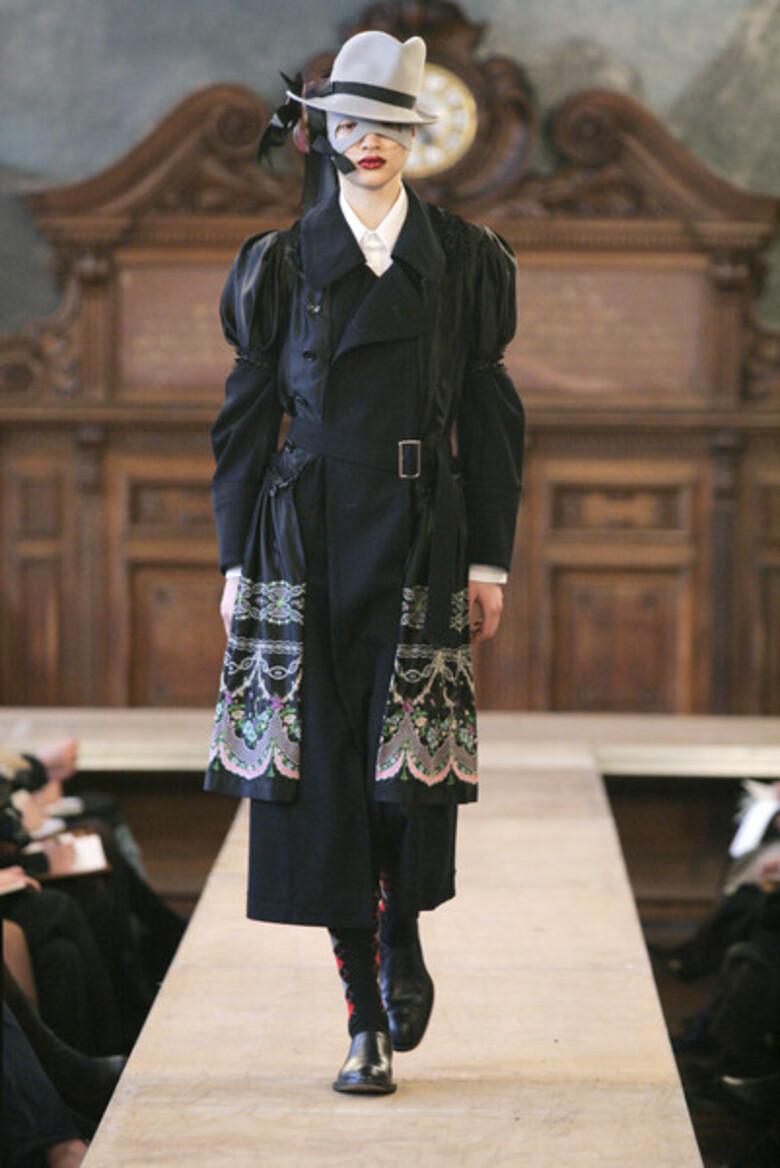 COMME DES GARÇONS  FW 06 Rare Coat Overlaid By A Silk Embroidered Dress 4
