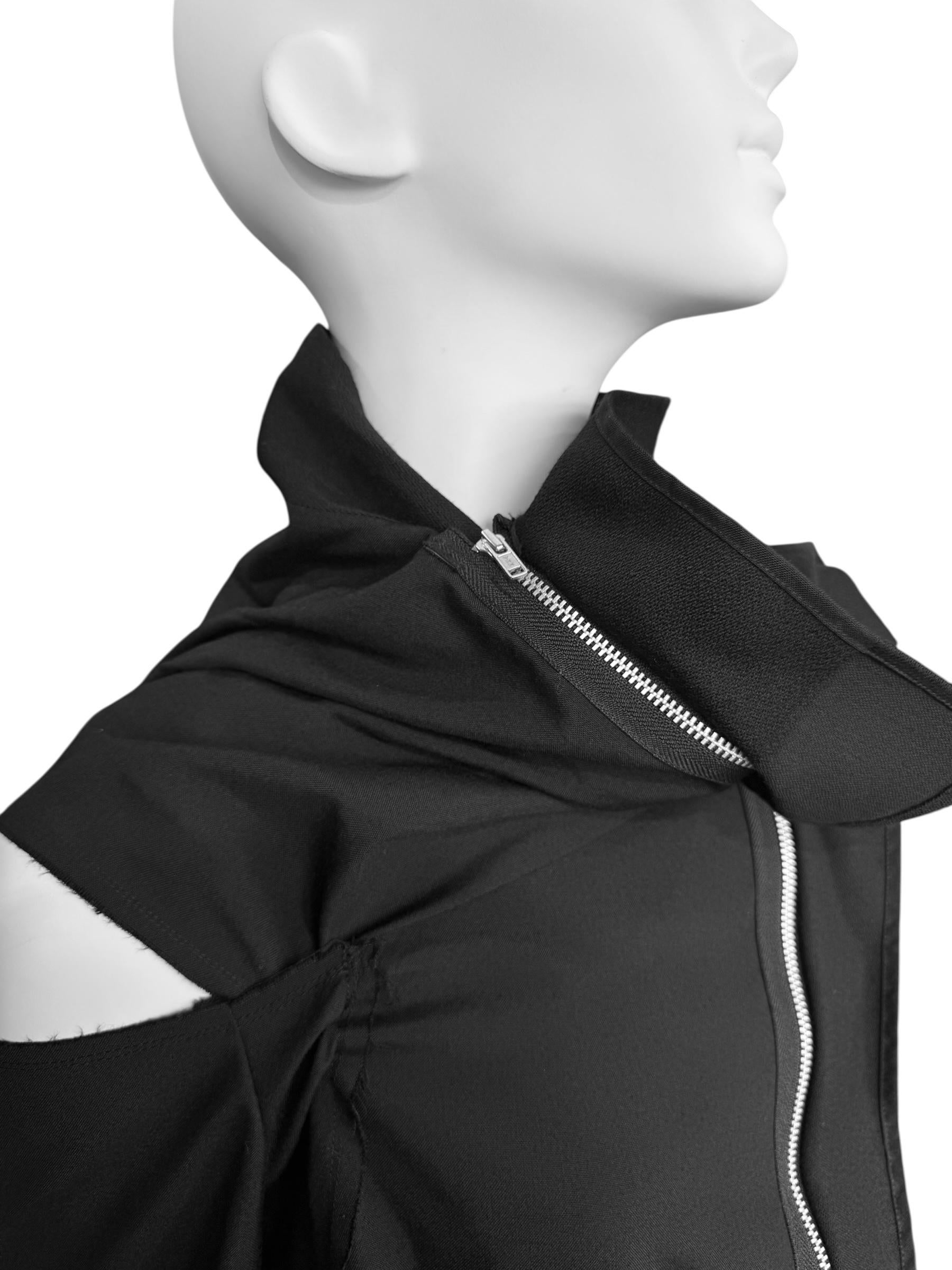 COMME DES GARÇONS fw2003 BLACK WOOL ASYMMETRICAL ZIP JACKET en vente 5