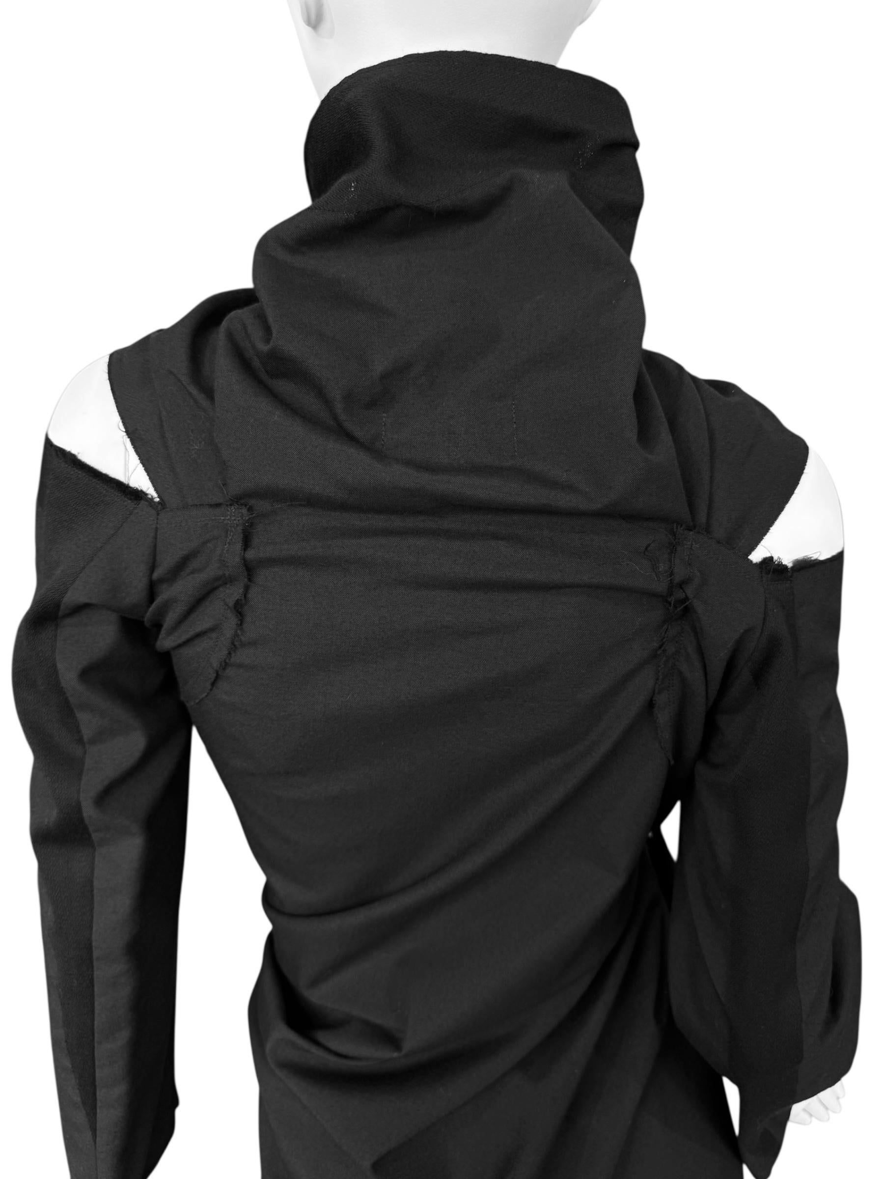 COMME DES GARÇONS fw2003 BLACK WOOL ASYMMETRICAL ZIP JACKET en vente 7