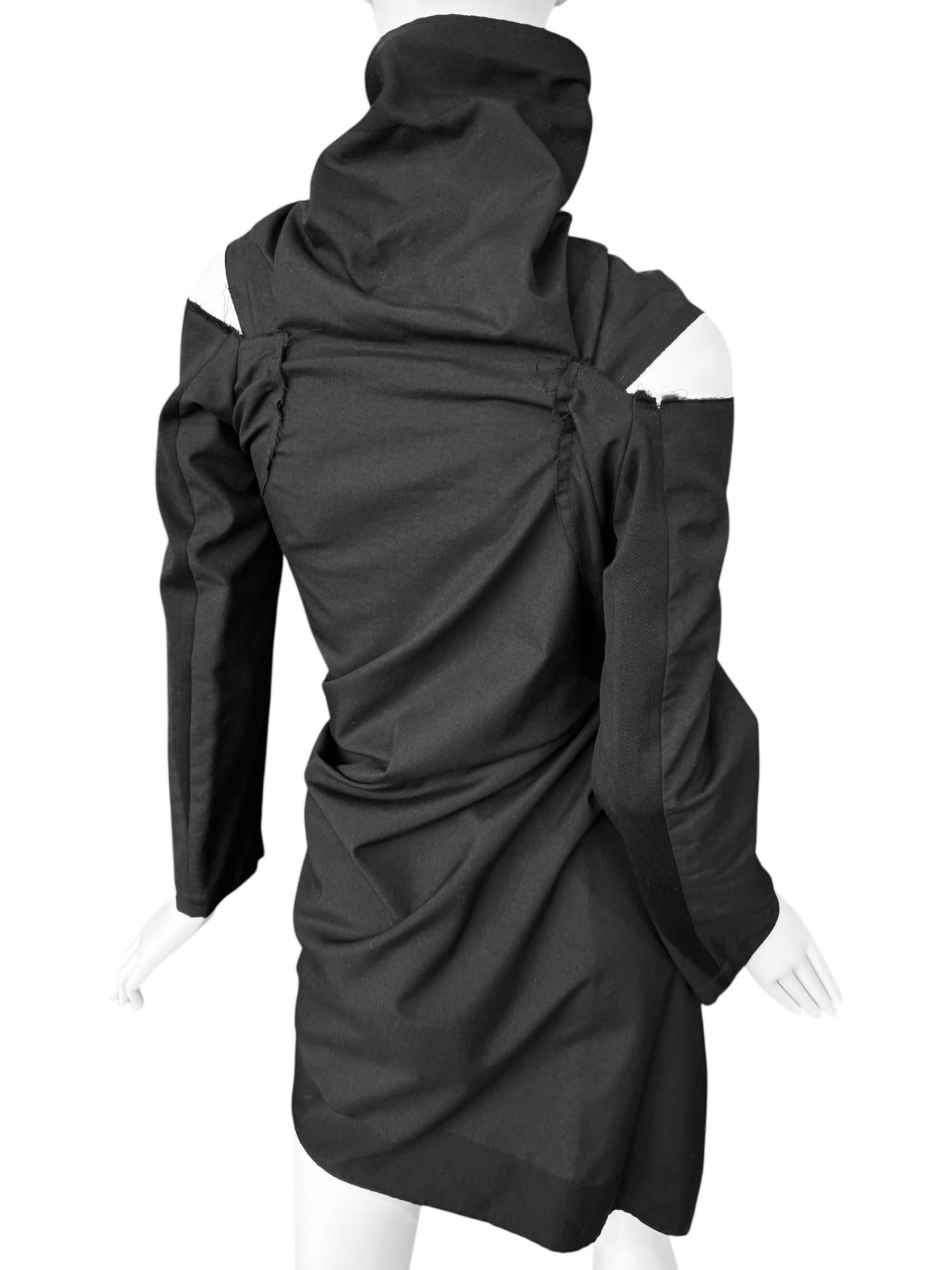 COMME DES GARÇONS fw2003 BLACK WOOL ASYMMETRICAL ZIP JACKET en vente 8