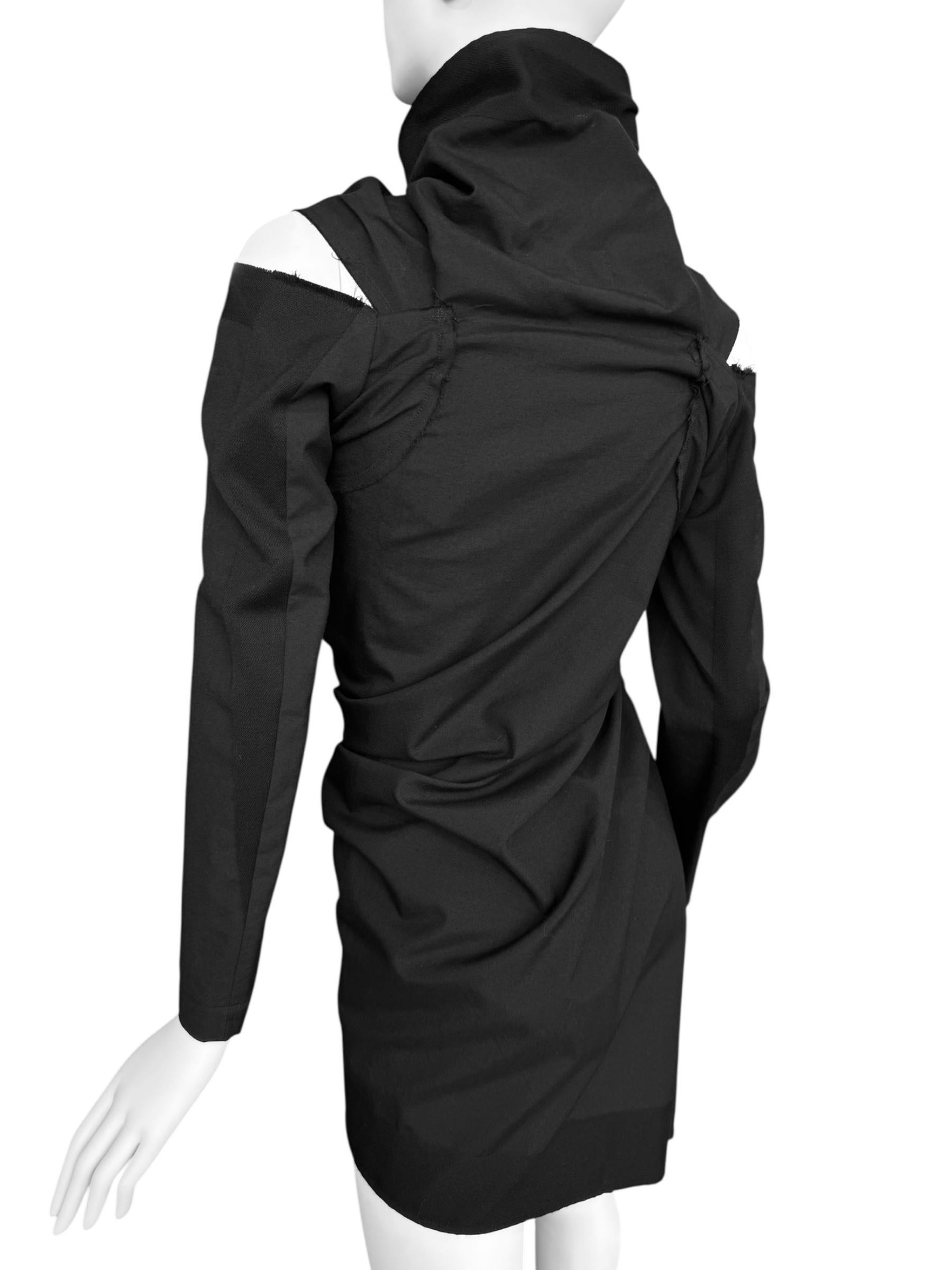 COMME DES GARÇONS fw2003 BLACK WOOL ASYMMETRICAL ZIP JACKET en vente 9
