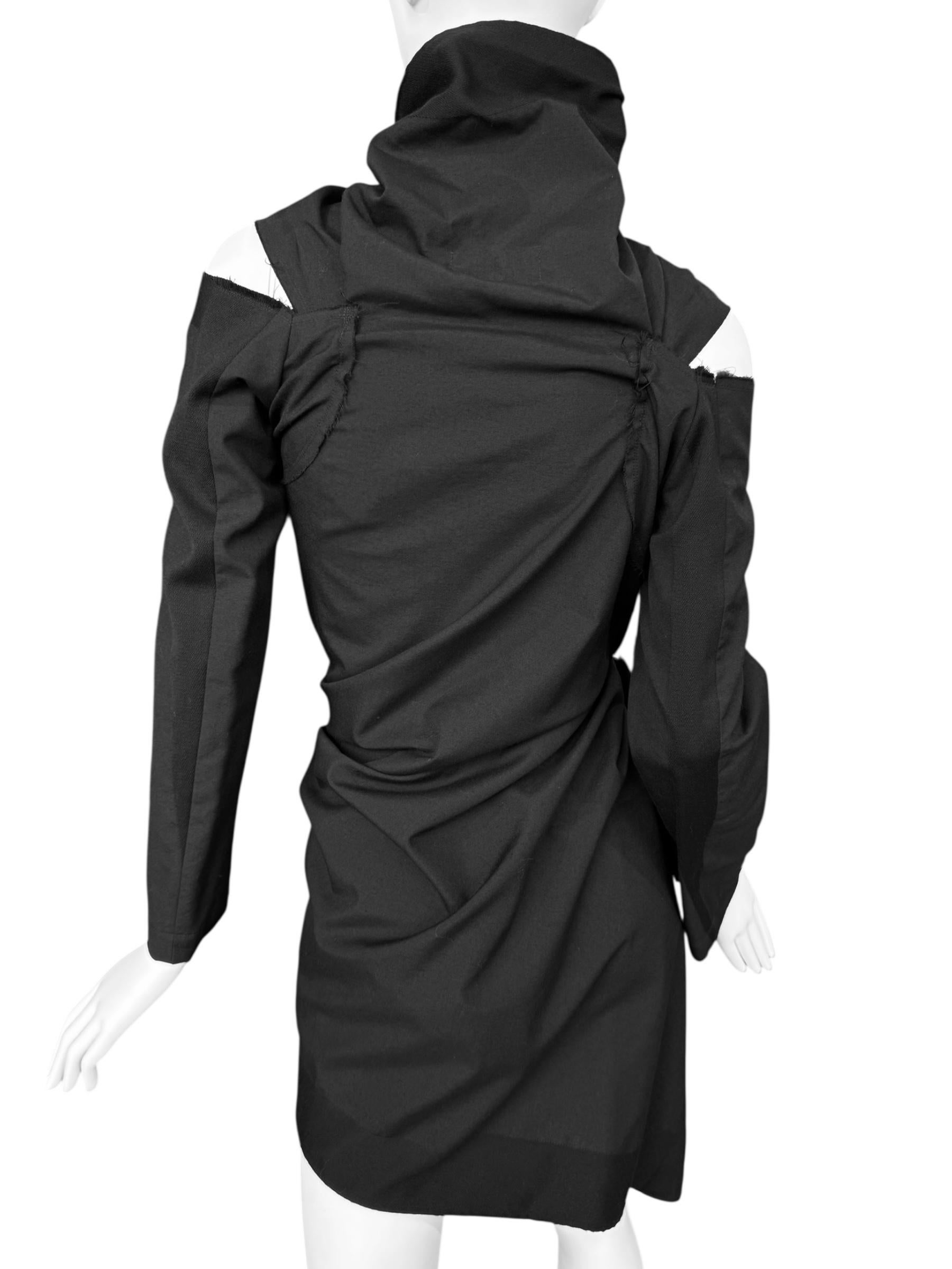 COMME DES GARÇONS fw2003 BLACK WOOL ASYMMETRICAL ZIP JACKET en vente 10