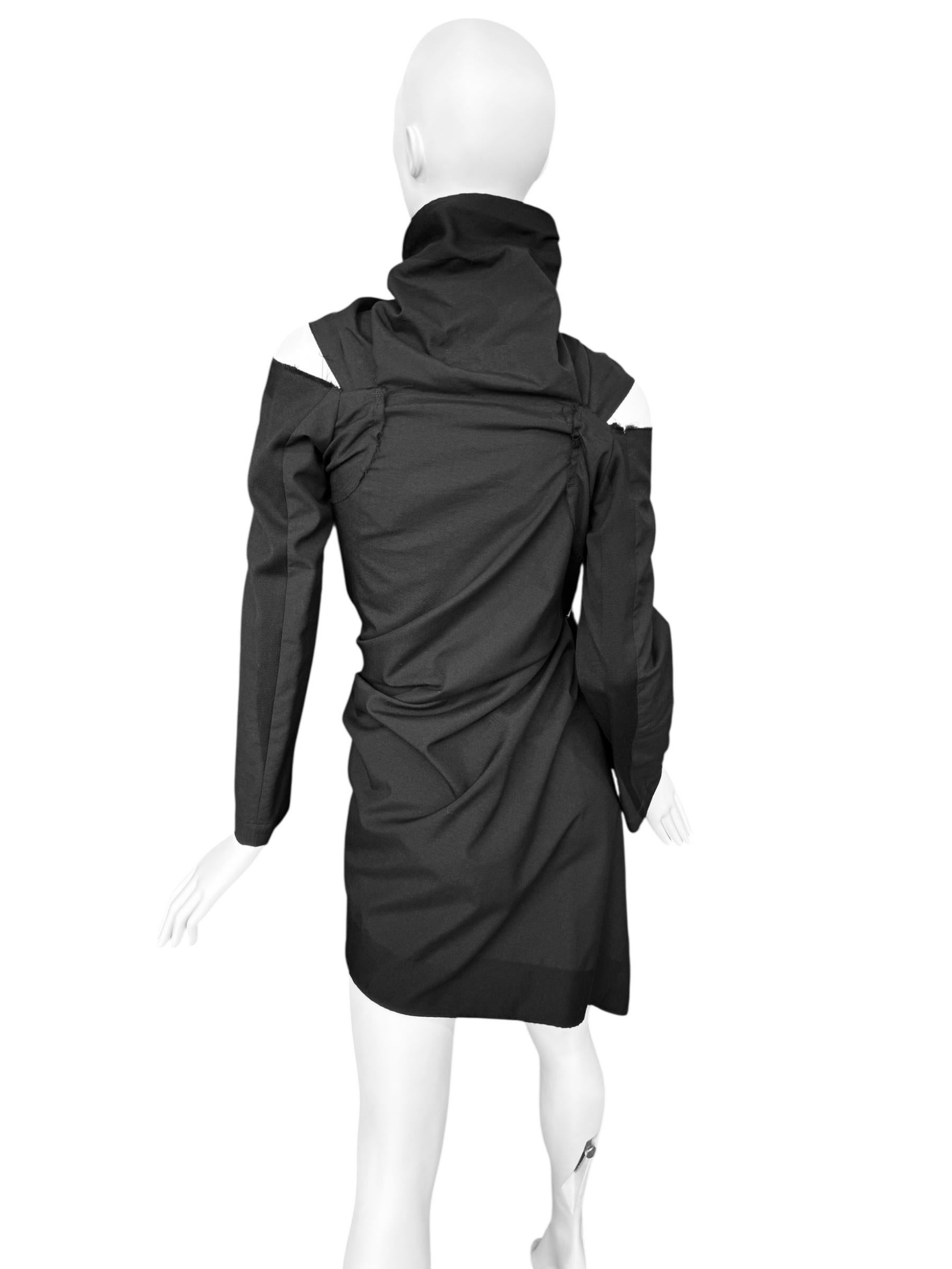 Noir COMME DES GARÇONS fw2003 BLACK WOOL ASYMMETRICAL ZIP JACKET en vente