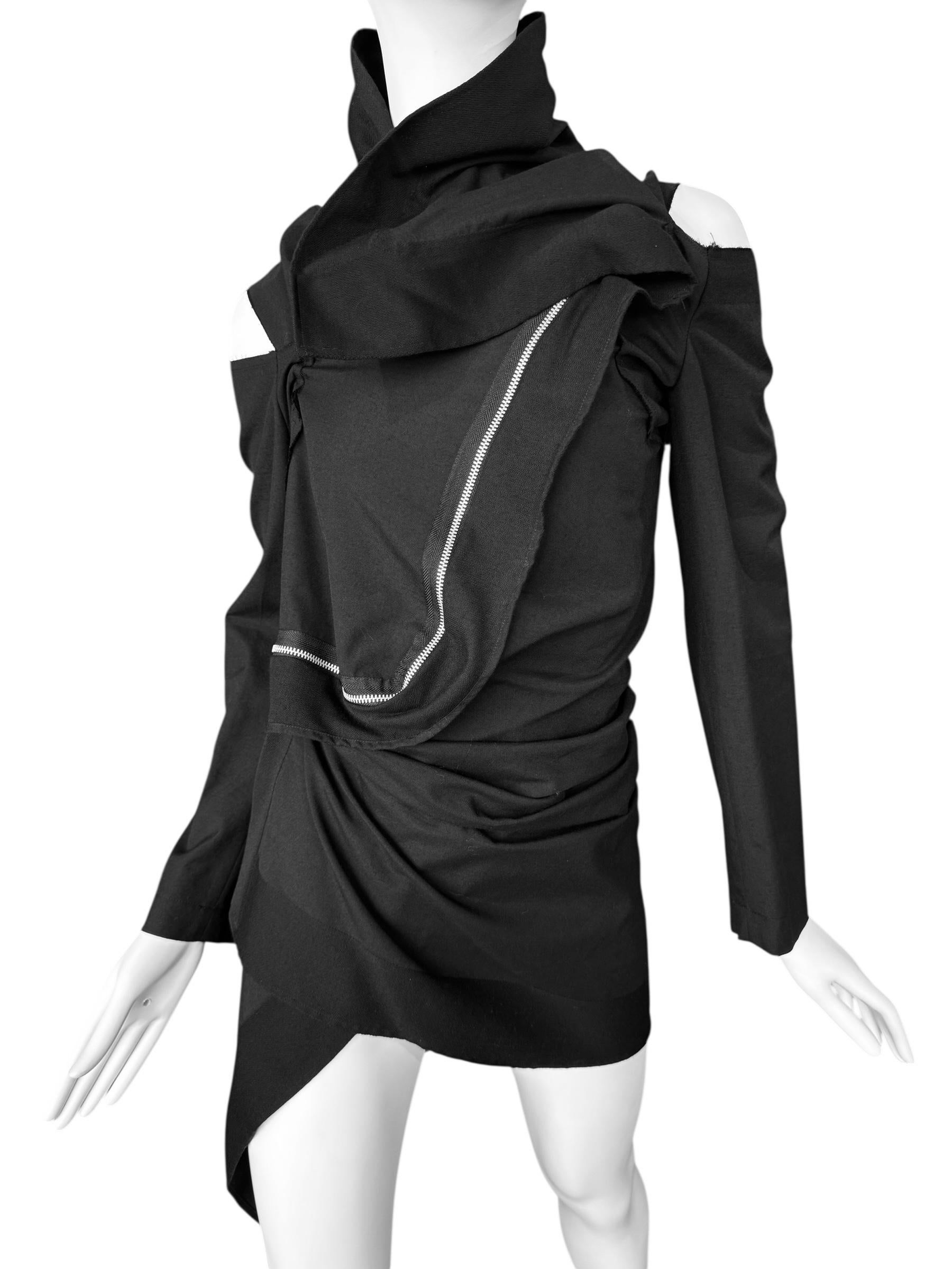 COMME DES GARÇONS fw2003 BLACK WOOL ASYMMETRICAL ZIP JACKET Excellent état - En vente à PARIS, FR
