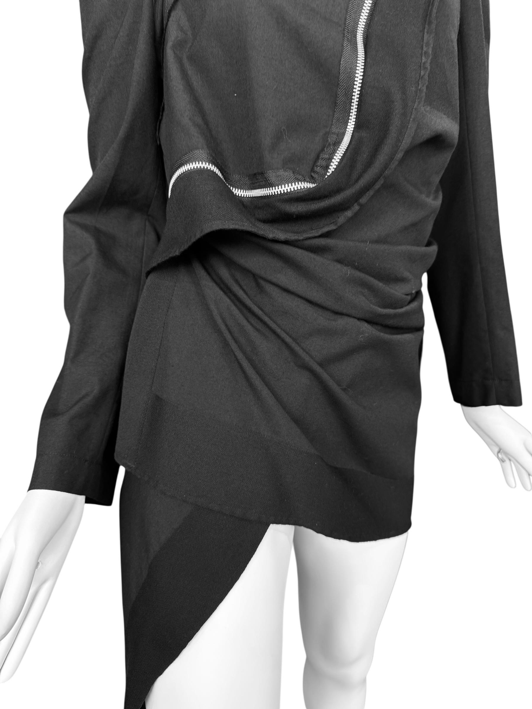 COMME DES GARÇONS fw2003 BLACK WOOL ASYMMETRICAL ZIP JACKET en vente 4