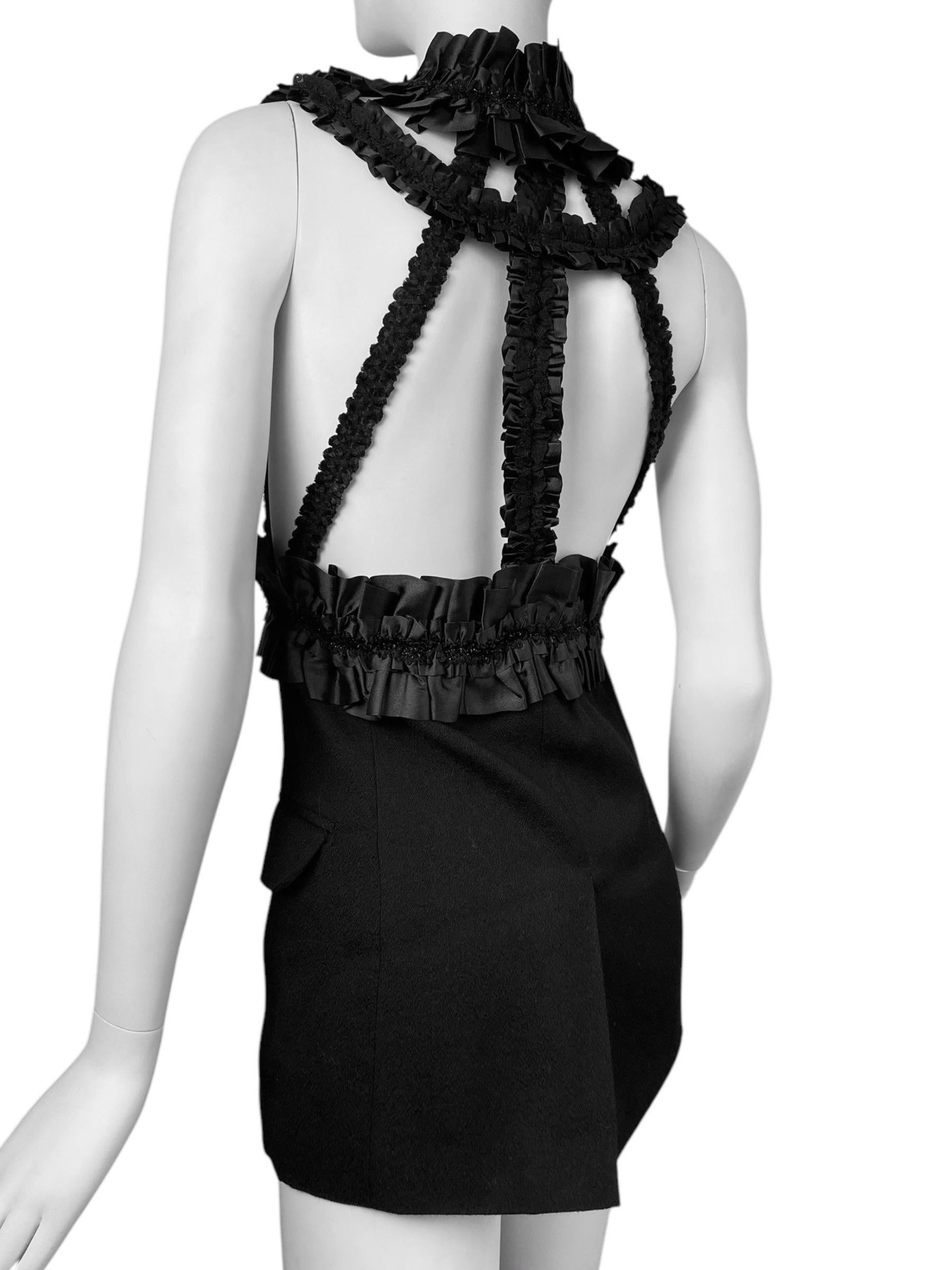 COMME DES GARÇONS fw2008 BLACK RUFFLES HARNESS MINI DRESS en vente 5