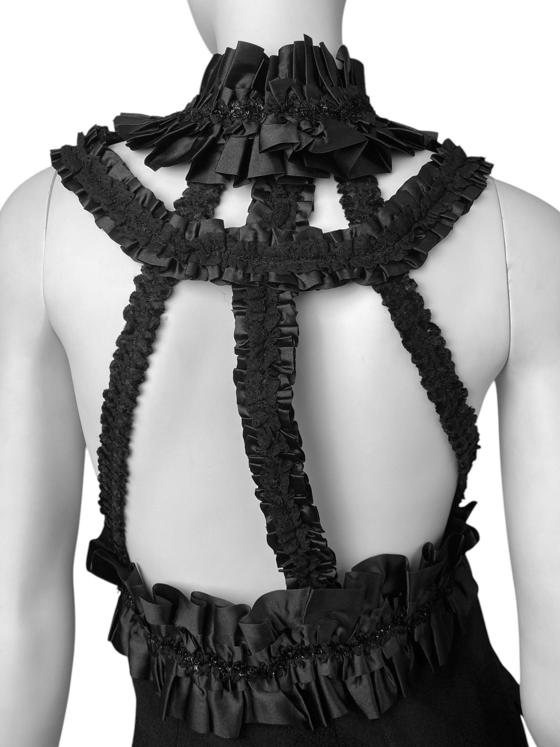 COMME DES GARÇONS fw2008 BLACK RUFFLES HARNESS MINI DRESS en vente 6