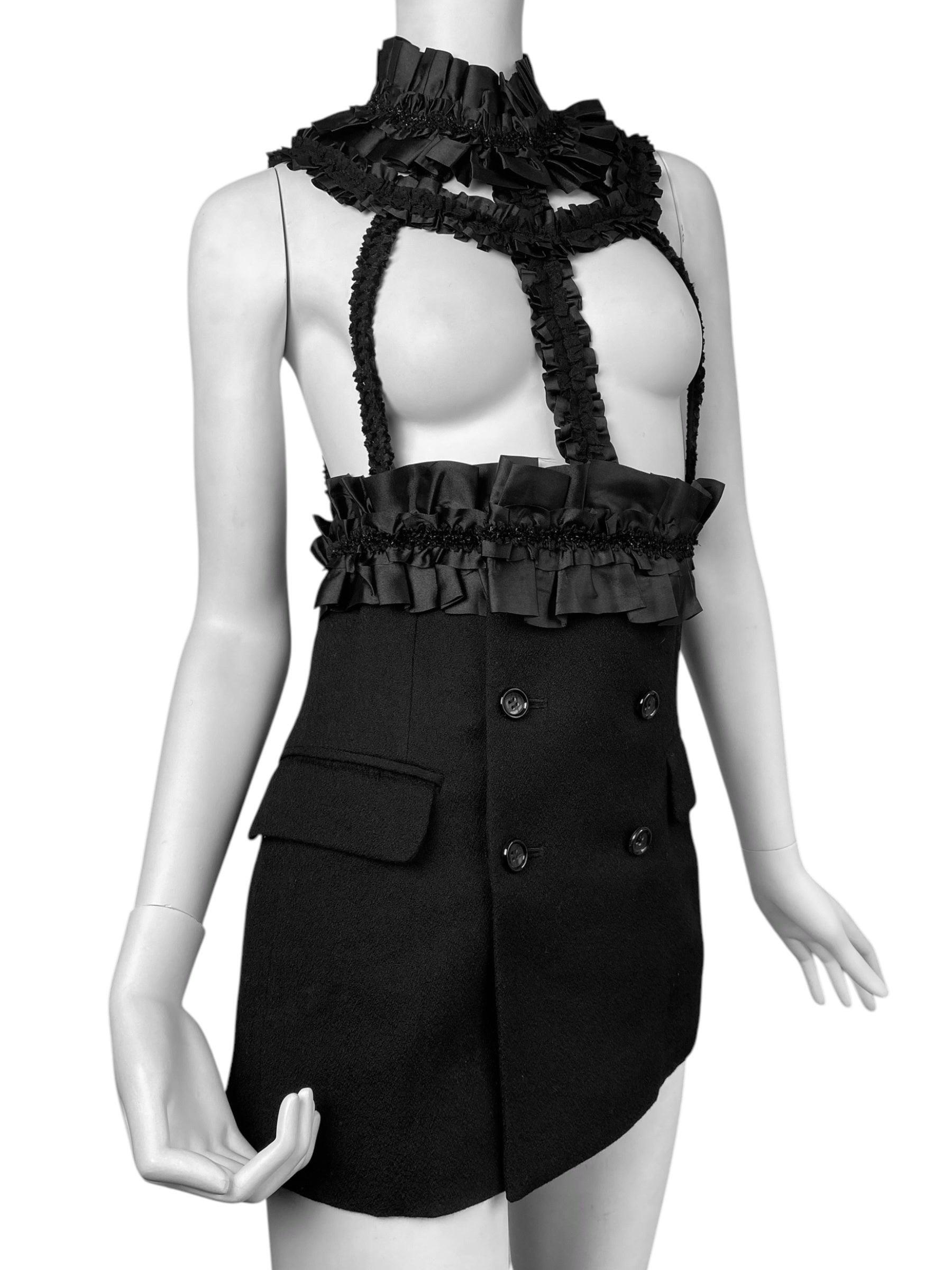 COMME DES GARÇONS fw2008 BLACK RUFFLES HARNESS MINI DRESS en vente 1