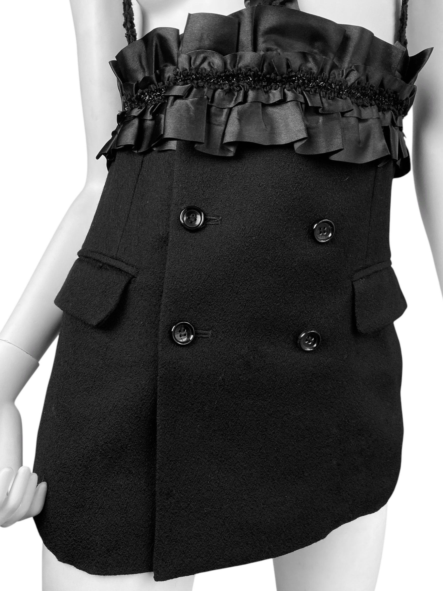 COMME DES GARÇONS fw2008 BLACK RUFFLES HARNESS MINI DRESS en vente 3