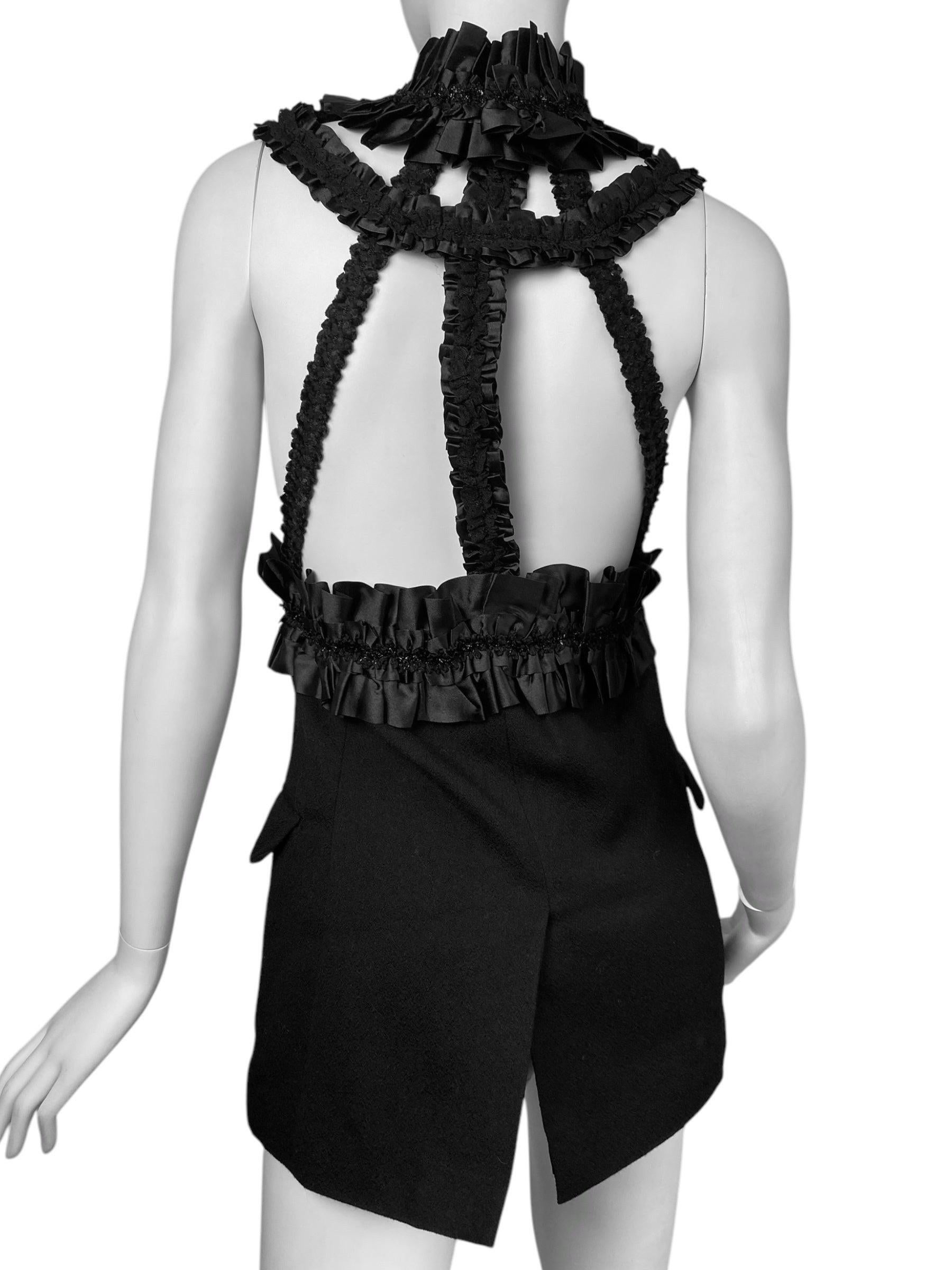 COMME DES GARÇONS fw2008 BLACK RUFFLES HARNESS MINI DRESS en vente 4