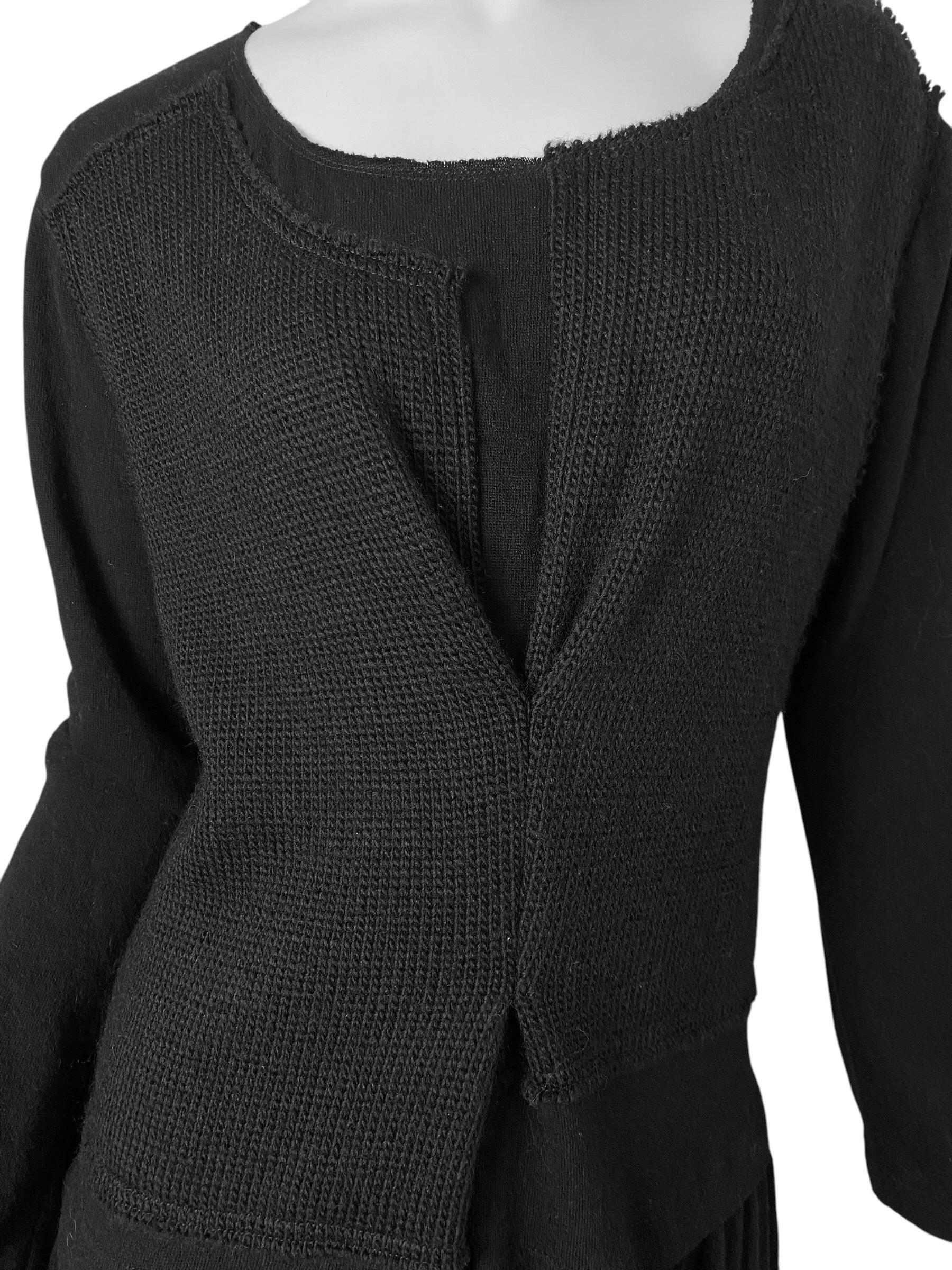 COMME DES GARÇONS fw2014 NEGRO TROMPE-L'ŒIL DE LANA PUNTO CHALECO MAXI VESTIDO Negro en venta