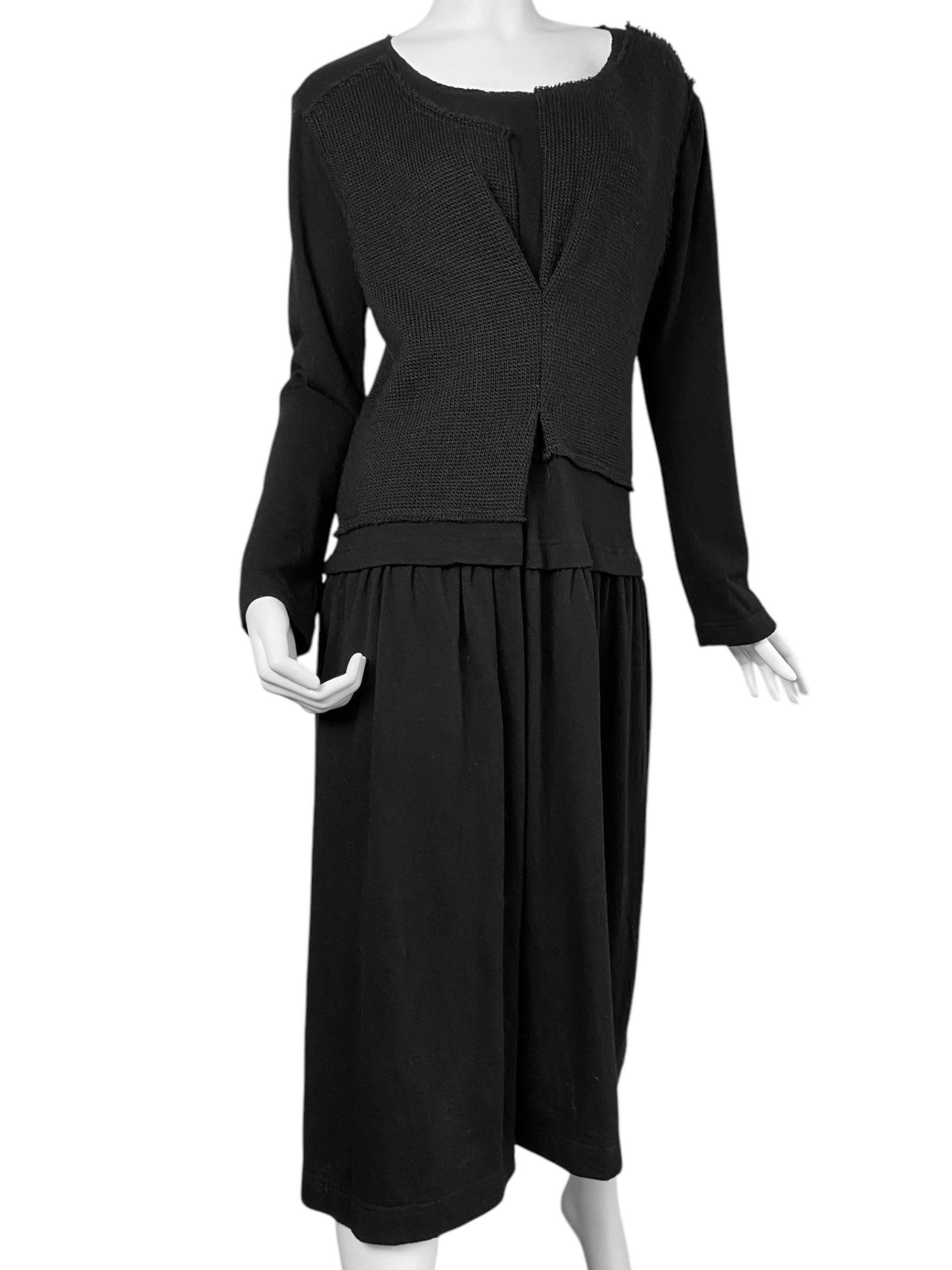 COMME DES GARÇONS fw2014 NEGRO TROMPE-L'ŒIL DE LANA PUNTO CHALECO MAXI VESTIDO en Bueno estado para la venta en PARIS, FR