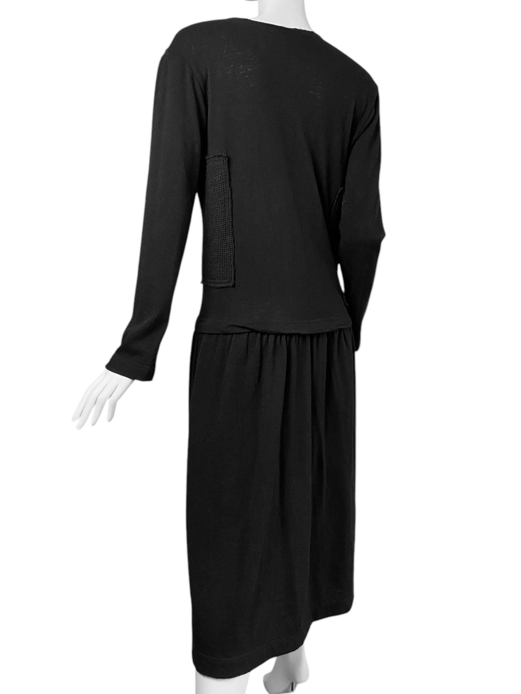 COMME DES GARÇONS fw2014 NEGRO TROMPE-L'ŒIL DE LANA PUNTO CHALECO MAXI VESTIDO en venta 1