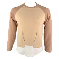 COMME des GARCONS GANRYU Size L Brown Color Block Cotton Crew-Neck Pullover