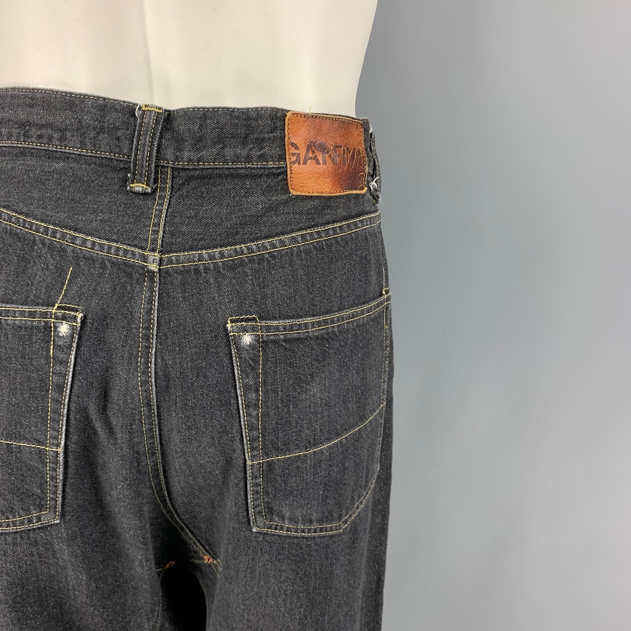 COMME des GARCONS GANRYU Size S Charcoal Contrast Stitch Selvedge Denim Jeans In Good Condition In San Francisco, CA