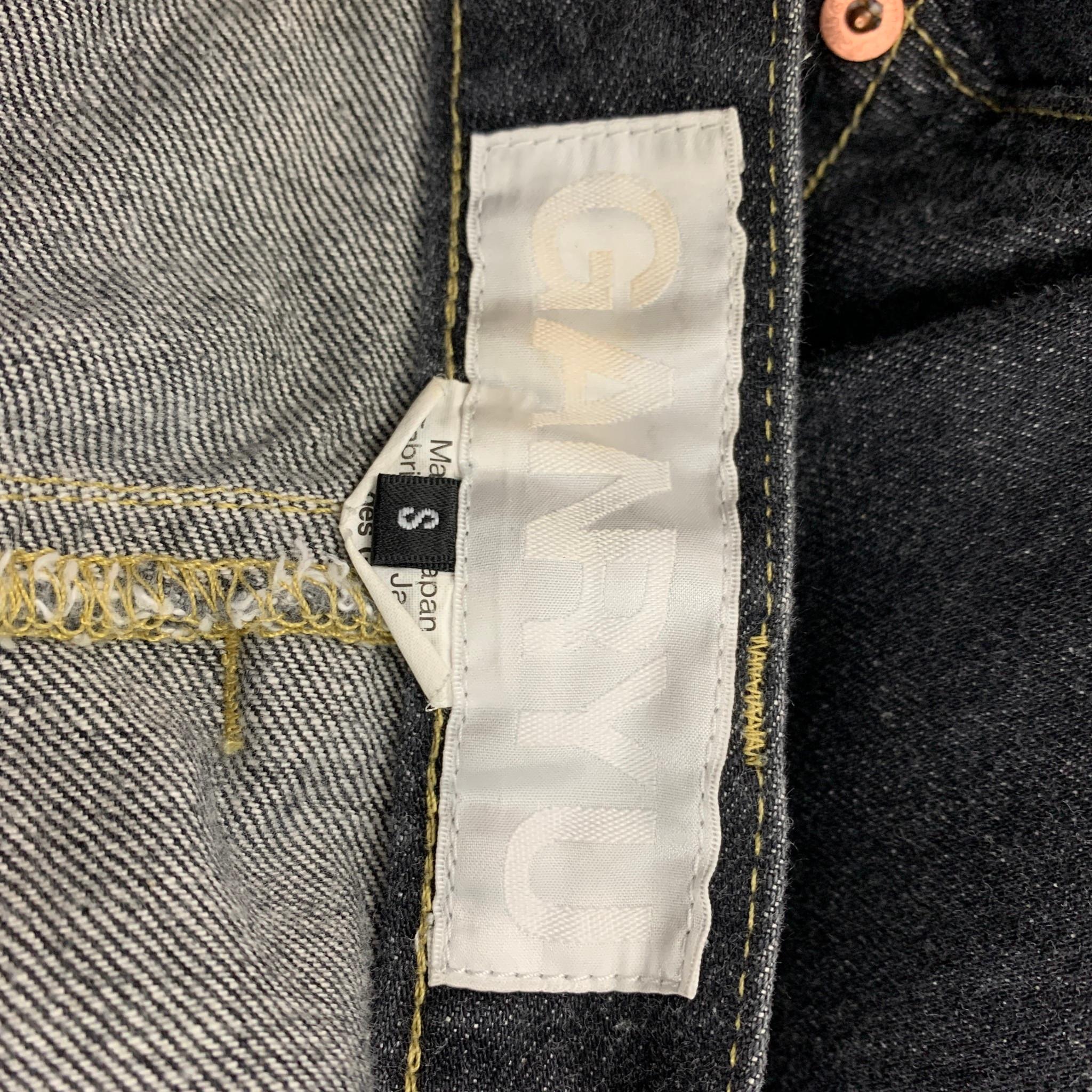 COMME des GARCONS GANRYU Size S Charcoal Contrast Stitch Selvedge Denim Jeans 2