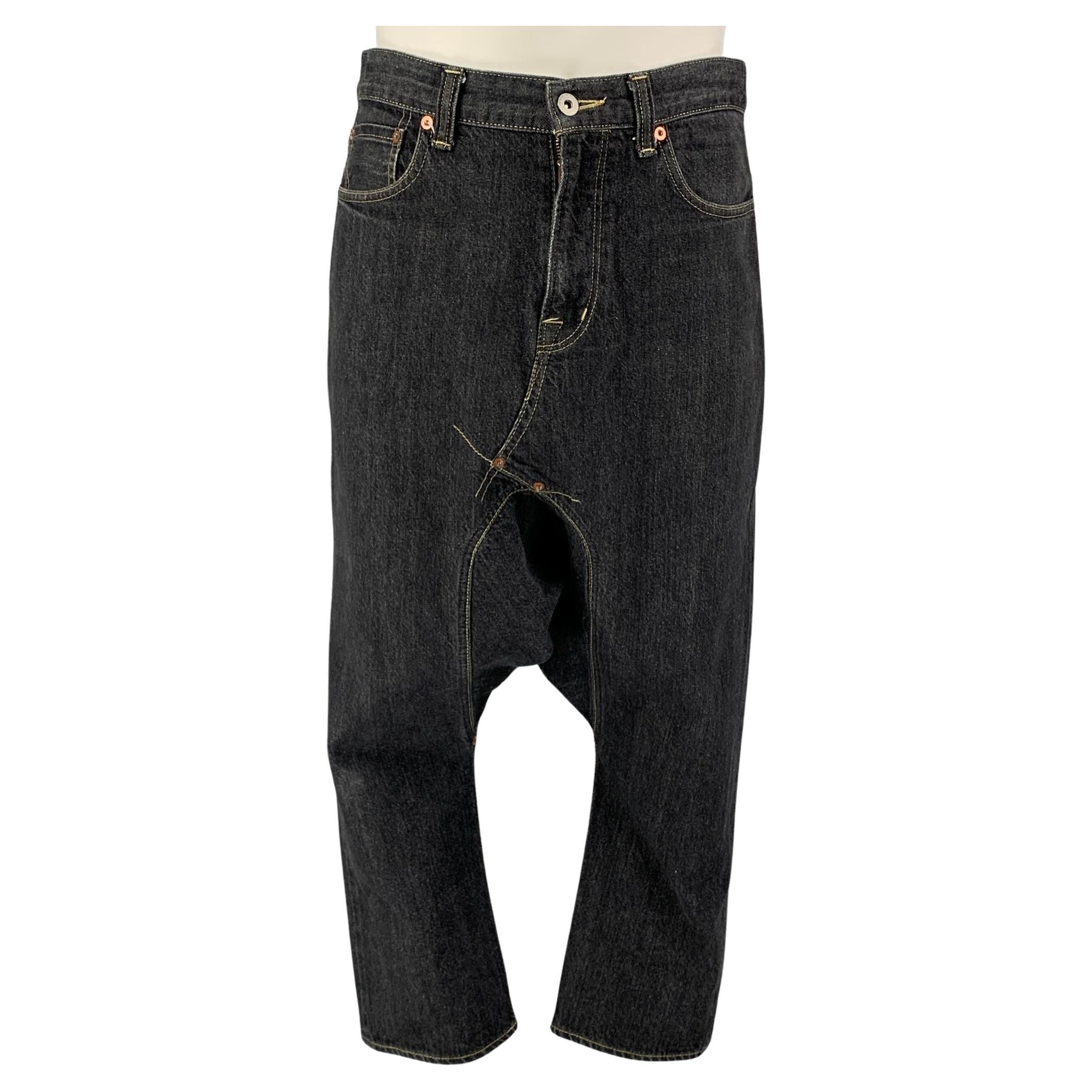 COMME des GARCONS GANRYU Size S Charcoal Contrast Stitch Selvedge Denim Jeans