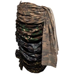 Comme des Garçons Gathered Camo Print Draped Skirt, SS 2006