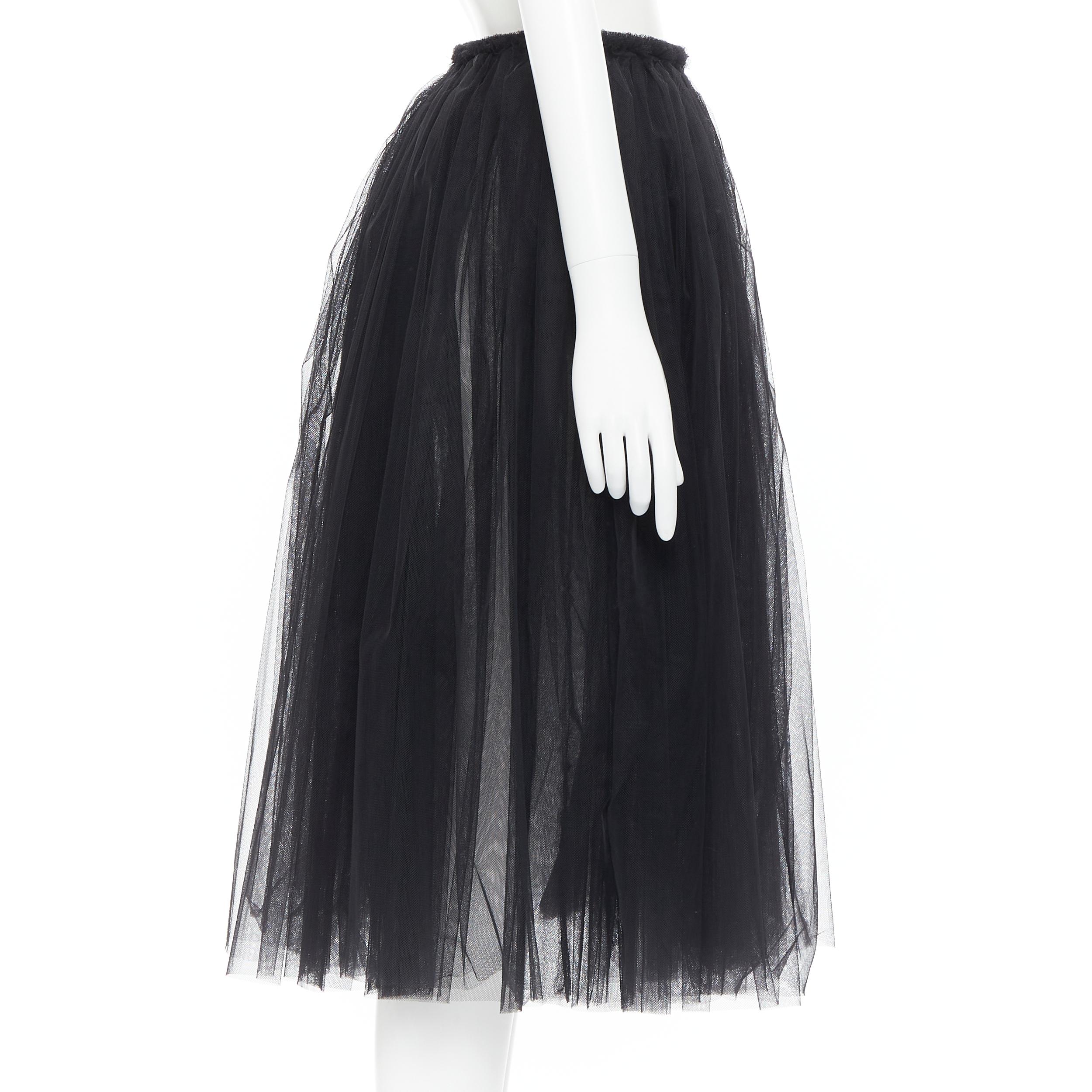COMME DES GARCONS GIRL 2018 black tulle sheer flared skirt  XS In Excellent Condition In Hong Kong, NT