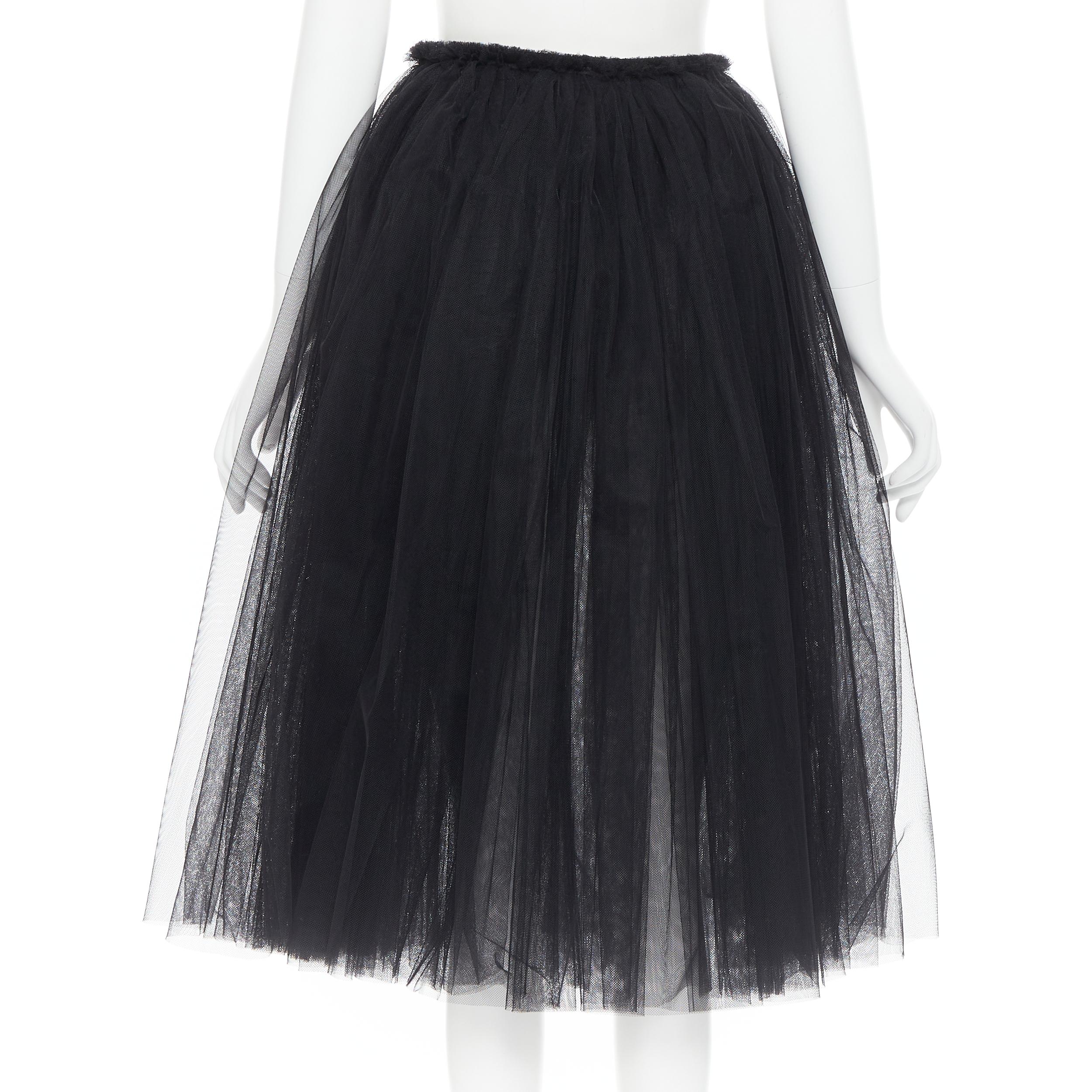 Women's COMME DES GARCONS GIRL 2018 black tulle sheer flared skirt  XS
