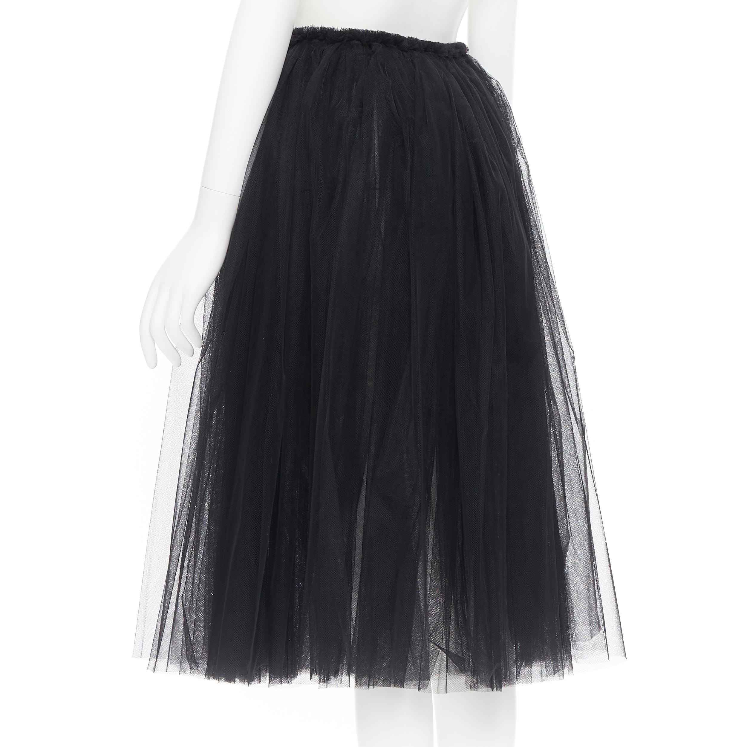 COMME DES GARCONS GIRL 2018 black tulle sheer flared skirt  XS 1