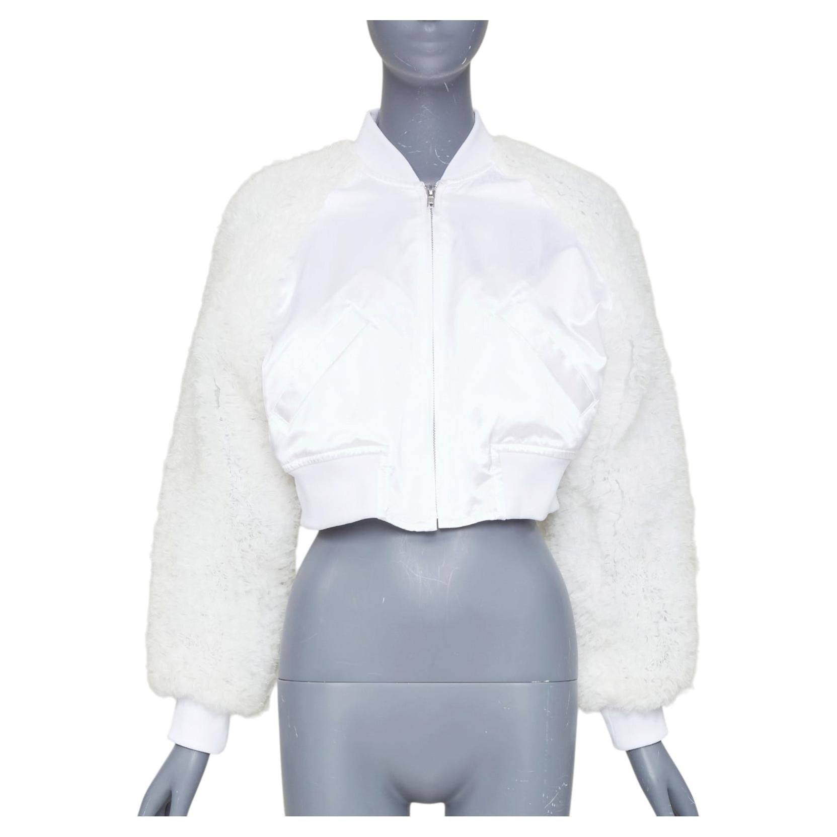 Pre-owned Comme Des Garçons Homme Deux Comme Des Garcons Girl 2022 White Tulle Ruffle Sleeve Satin Cropped Jacket M