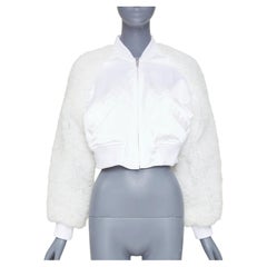 COMME DES GARCONS GIRL 2022 white tulle ruffle sleeve satin cropped jacket M