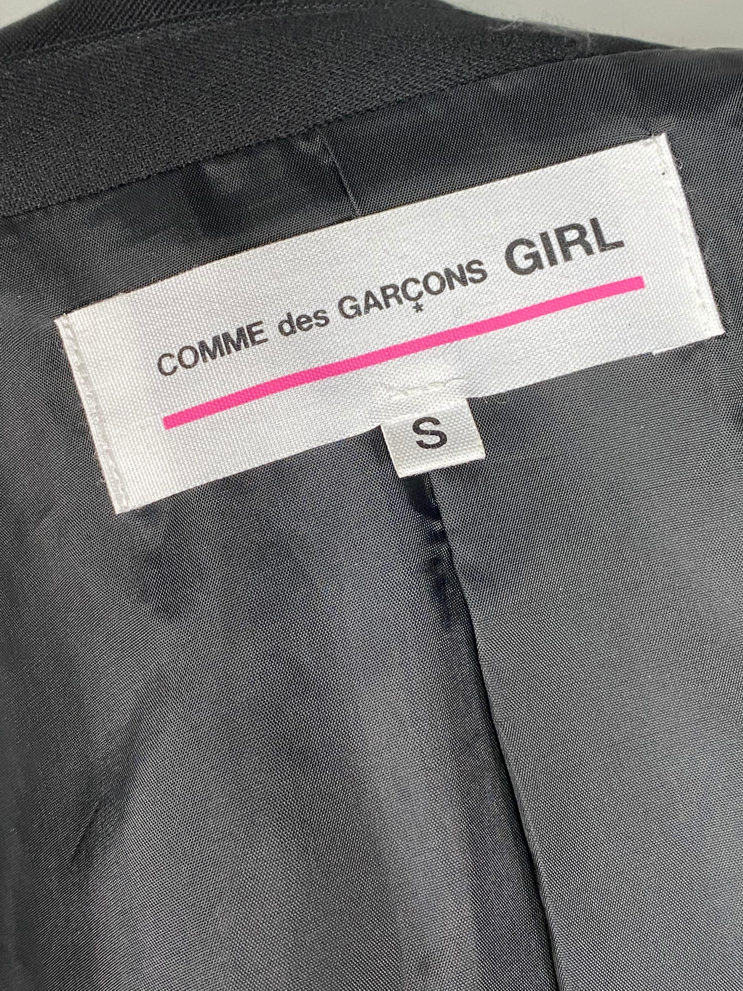 Comme des Garcons GIRL Black Wool Blazer Jacker w/ Buttons Size S For Sale 3