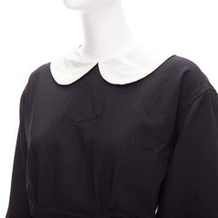 COMME DES GARCONS GIRL white Peter pan collar black belted dress S