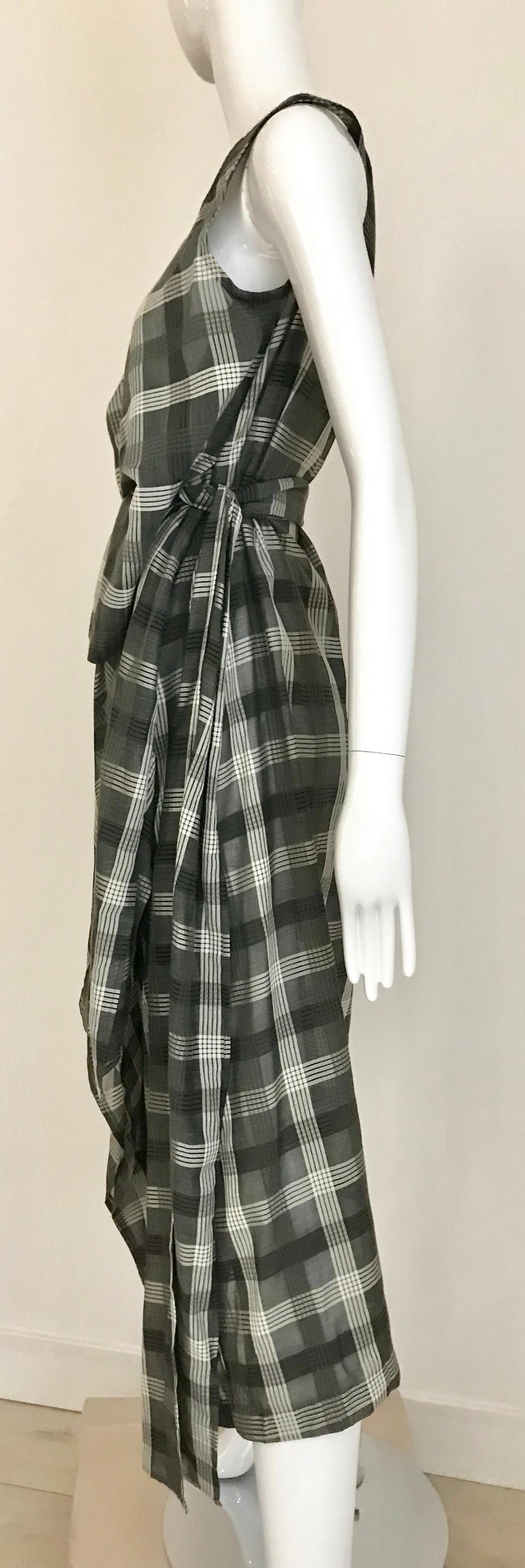 Comme des Garçons Grey and White plaid cotton dress For Sale 3